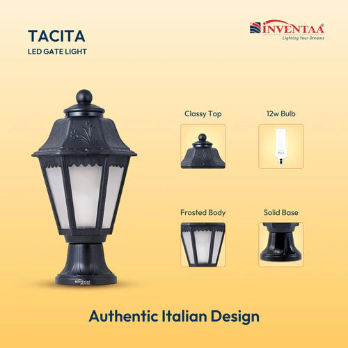 Tacita Modern Gate Light - 12W LED Pillar Lights for Gate | Outdoor Villa Lighting