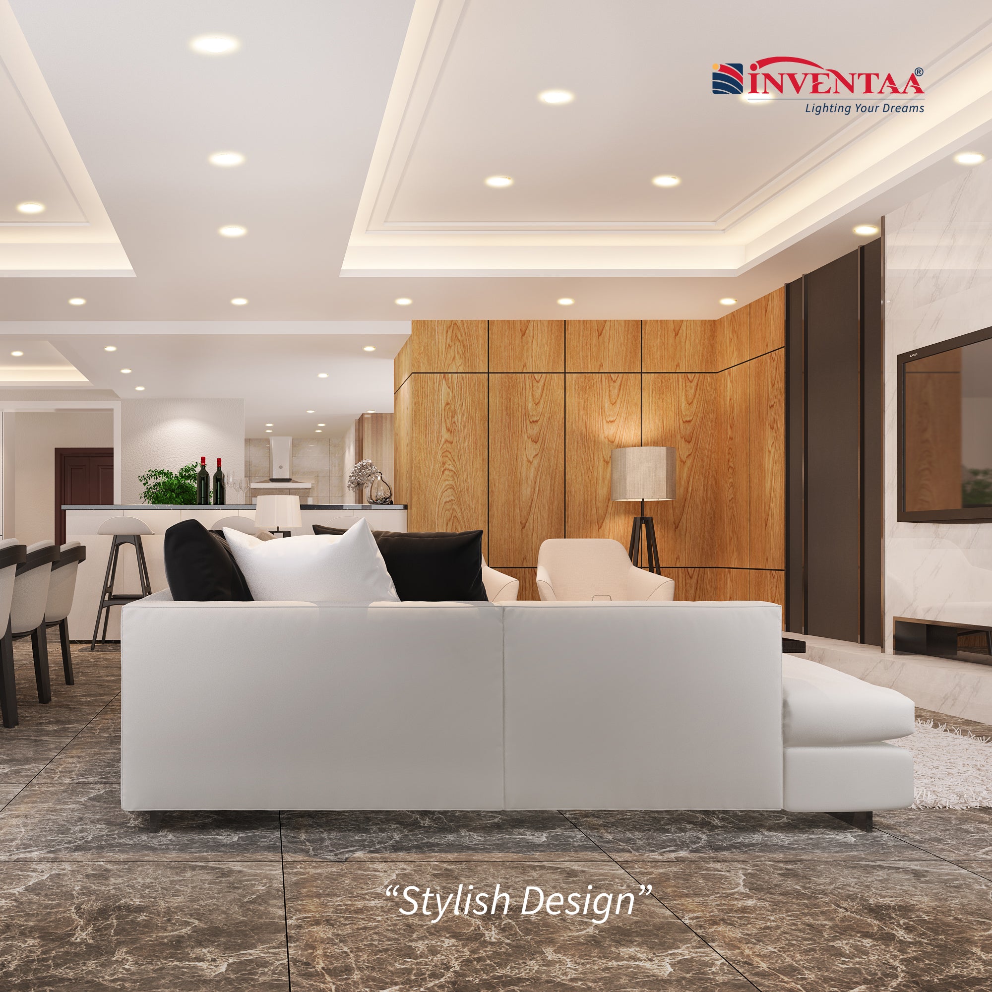 Oxana 3W LED COB Downlight Tilt Installed In Living Room