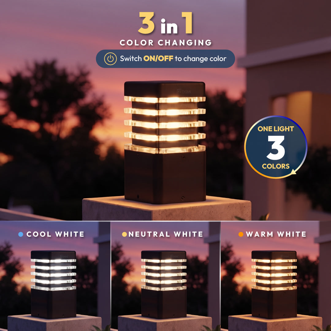 Eberta 5" 12W Outside Gate Lights - LED Square Gate Light for Modern Design