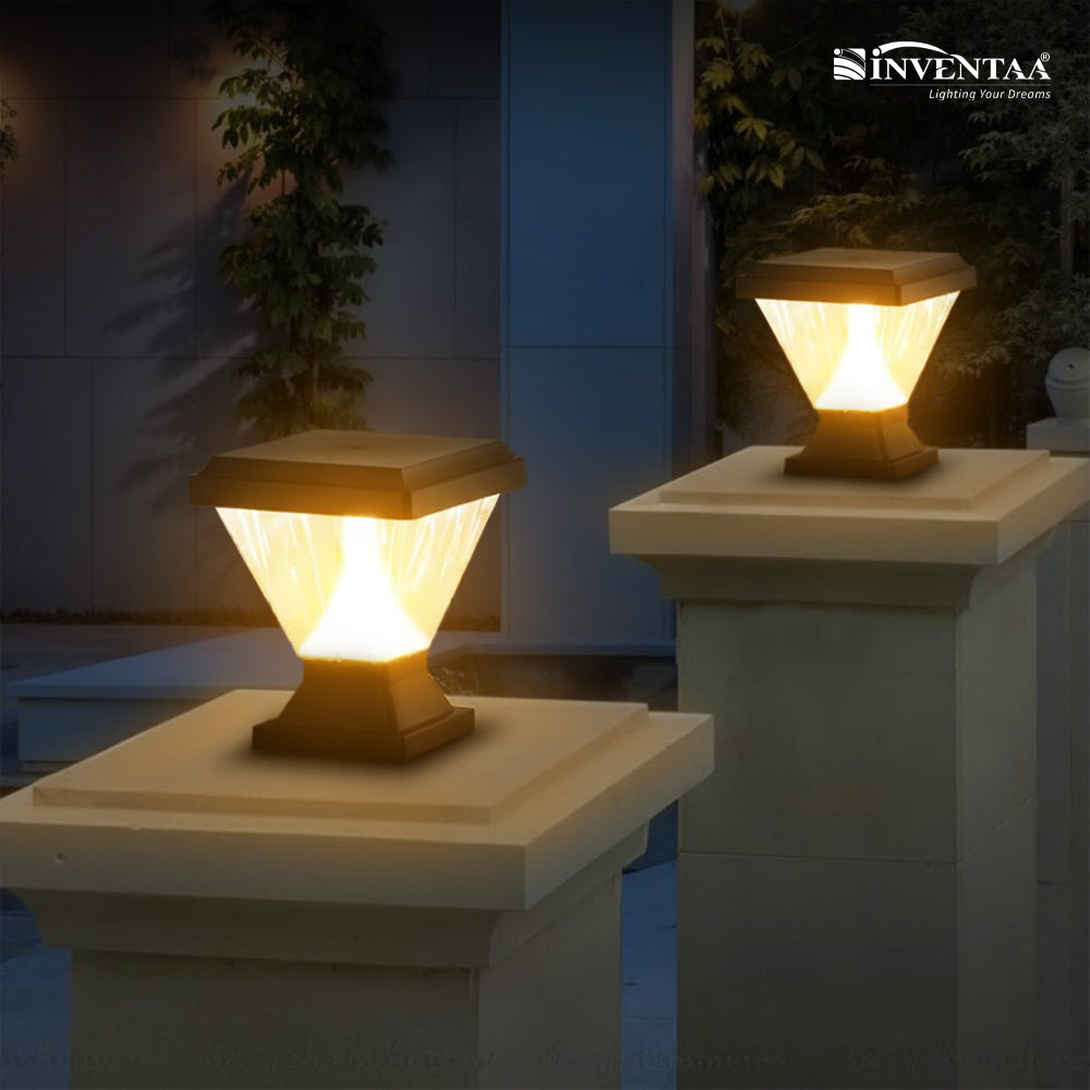 Chiti Sky 12W Outdoor Gate Pillar Light ? 3-in-1 LED (Cool/Warm/Neutral) | Waterproof Post Top Wall Mount Light for Home Gate, Compound & Boundary Wall