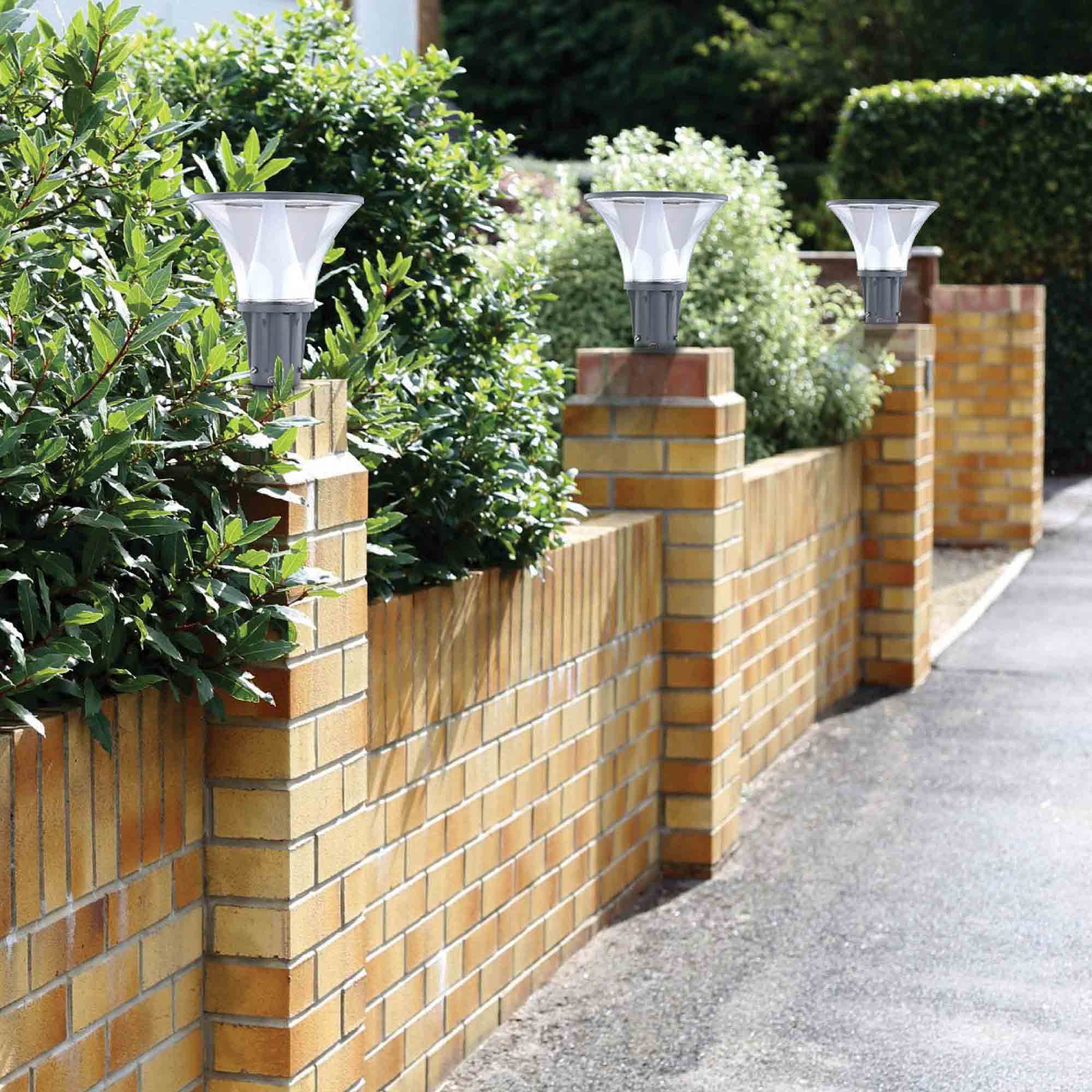 Main gate pillar lights with modern lamp design for entrance way