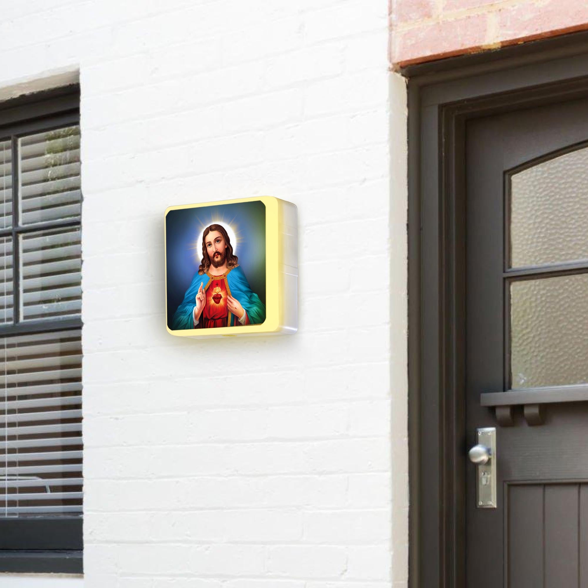 Jesus Divine LED Wall Light Installed On House Front