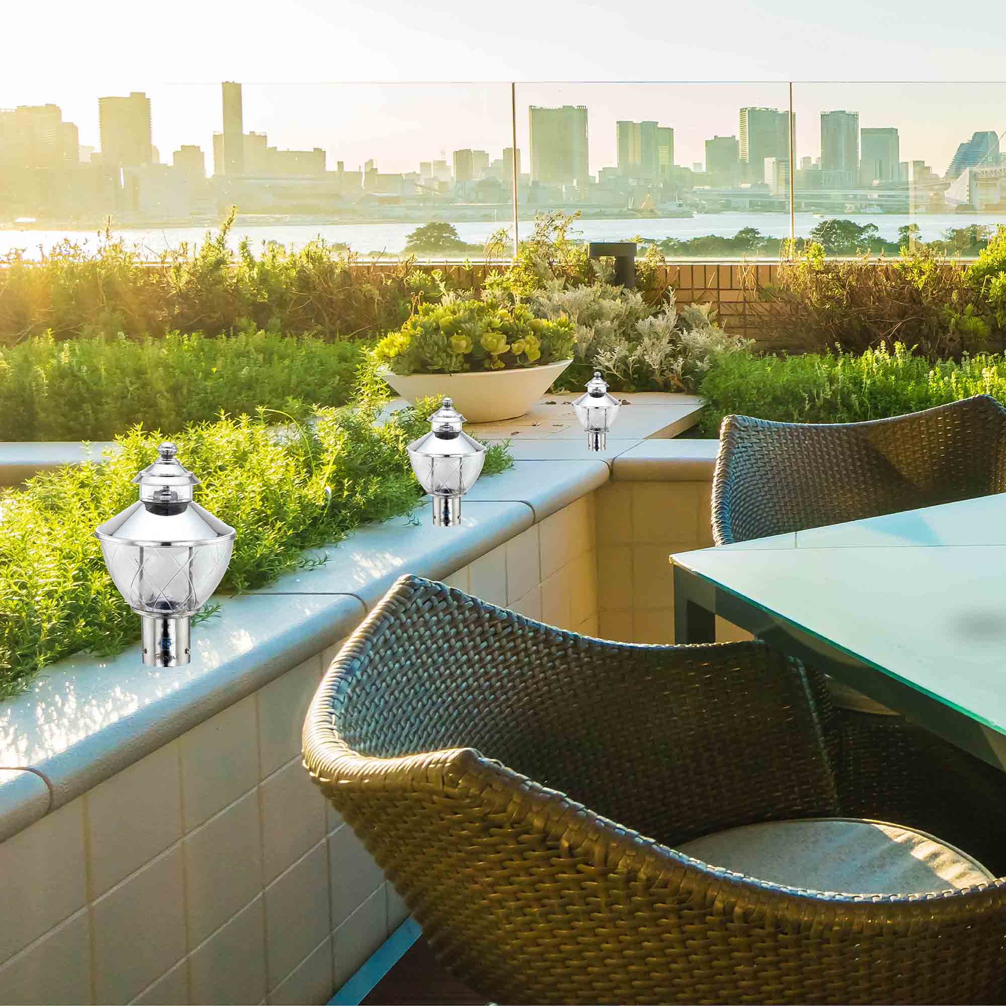 Stylish gate post lanterns as modern pillar lights for home entrance #color_ss gloss clear