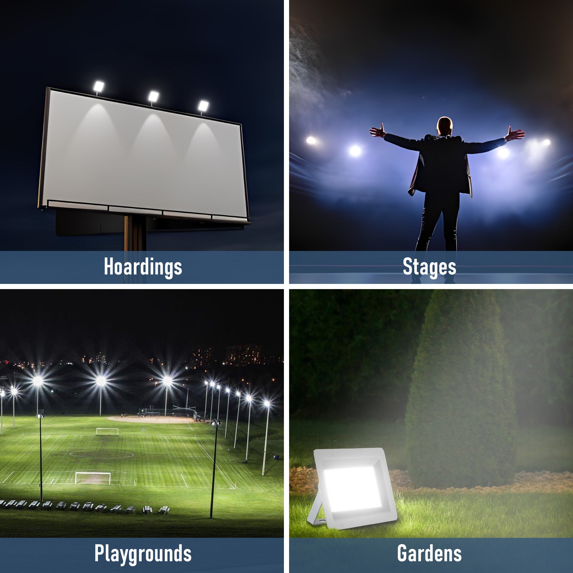Zeva 30W led flood light installed on hoadrdings, stage focus, playgrounds and garden pathway #watts_30w