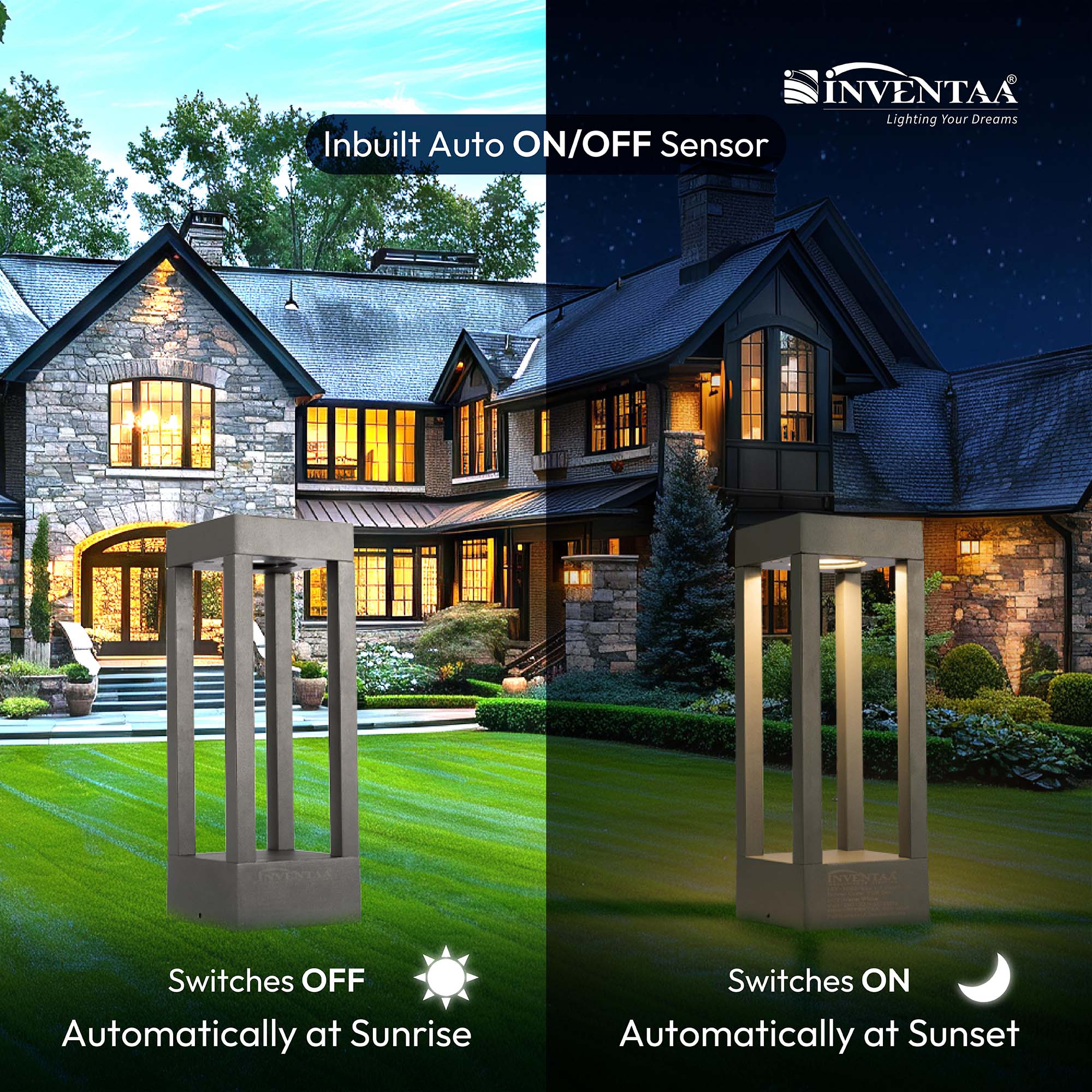 Auto On Off Smart Ritz LED Bollard Light 1.5 Feet #size_1.5 feet