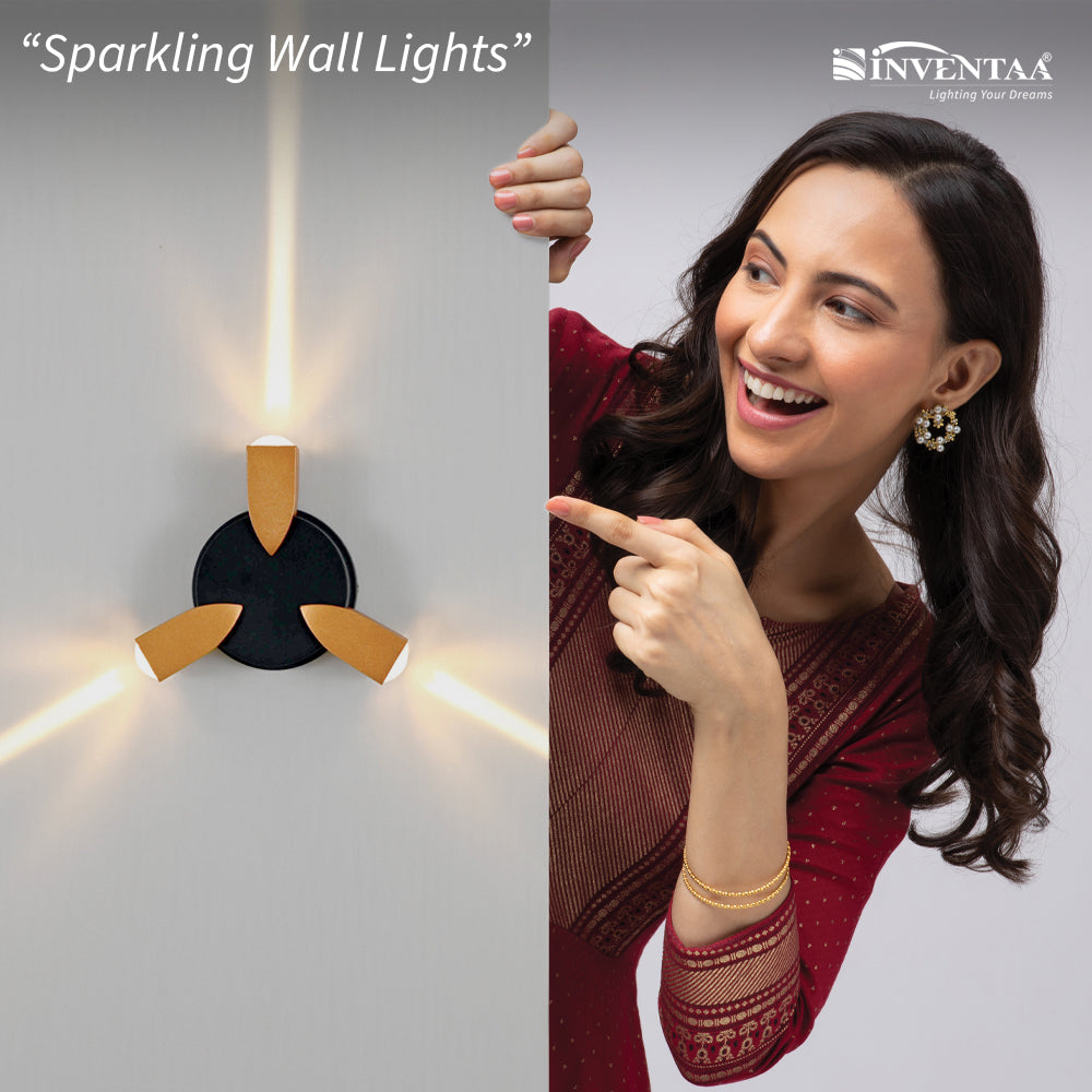 Ayla 3W 3 Way LED Wall Light Installed On Wall #watts_3w