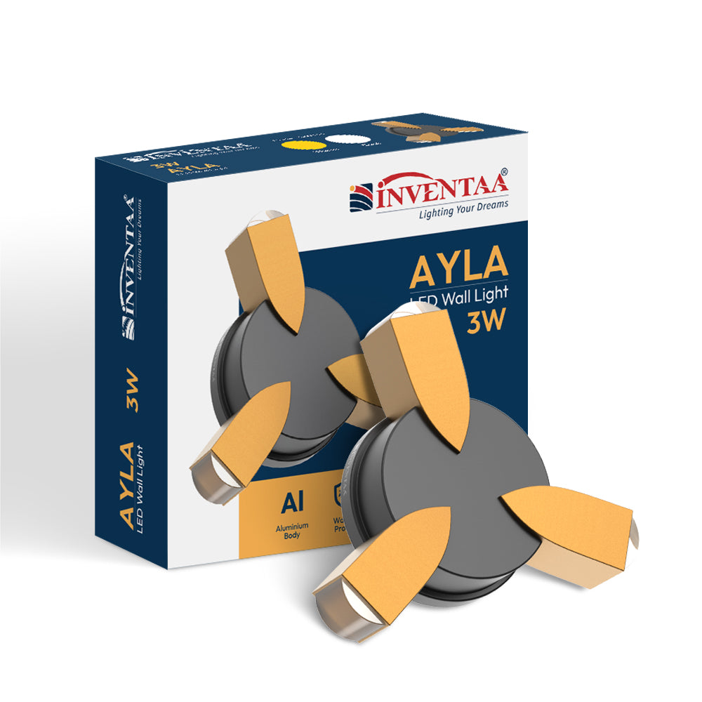 Ayla 3W 3 Way LED Wall Light With Its Box #watts_3w