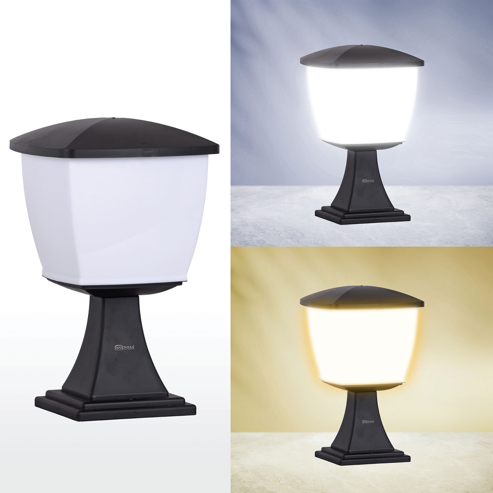 Glasis Black White LED Gate Light Cool Warm Comparison #color_black white