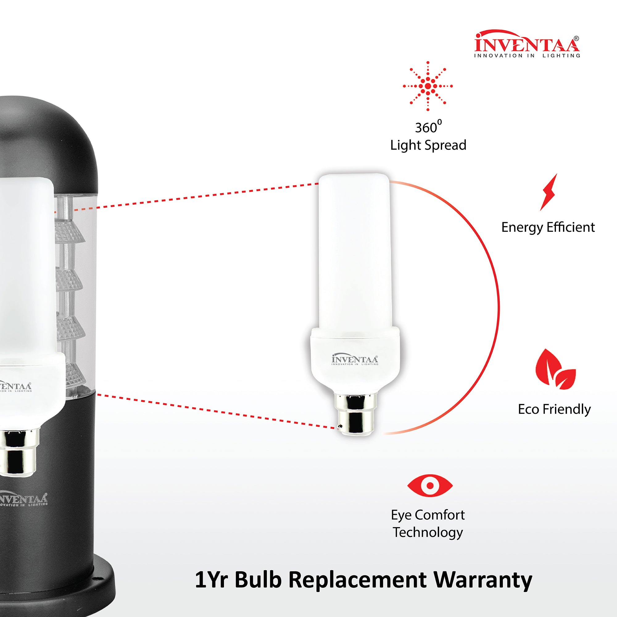 Energy efficient bulb options of Electra 1 feet led garden bollard light #size_1 feet