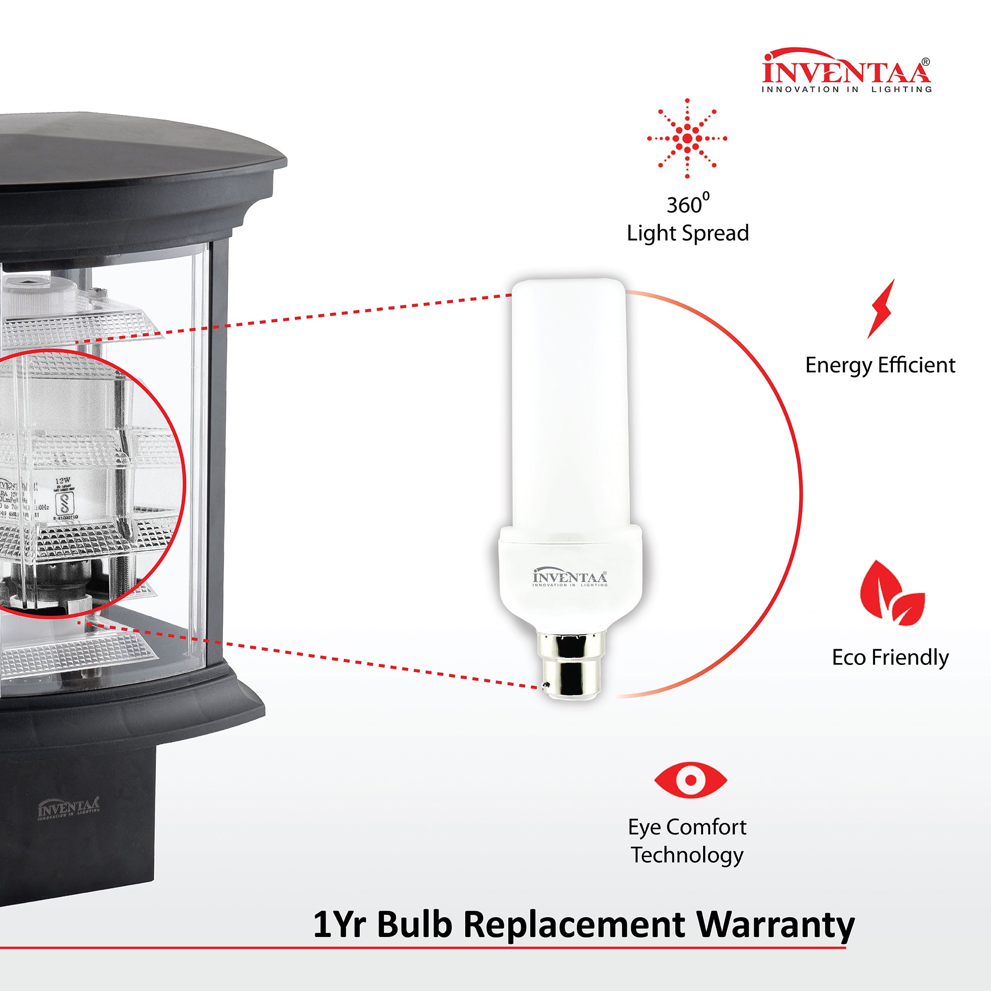 Energy efficient modern gate light with eco bulb and 1yr warranty #color_clear