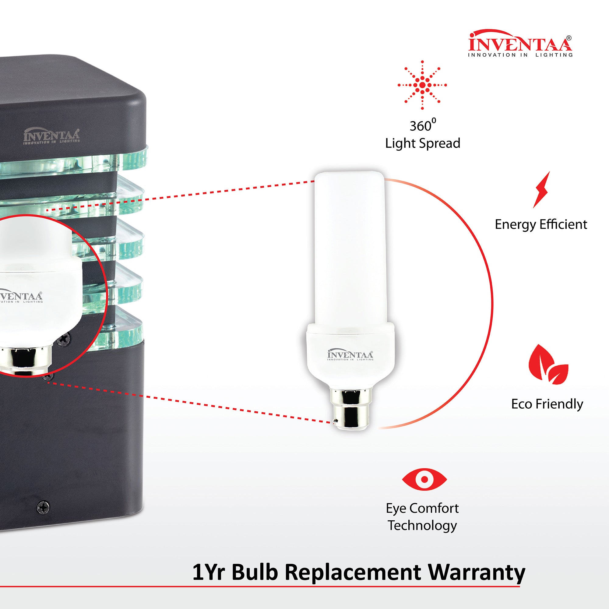 Energy-efficient LED gate light design bulb with 1yr replacement warranty
