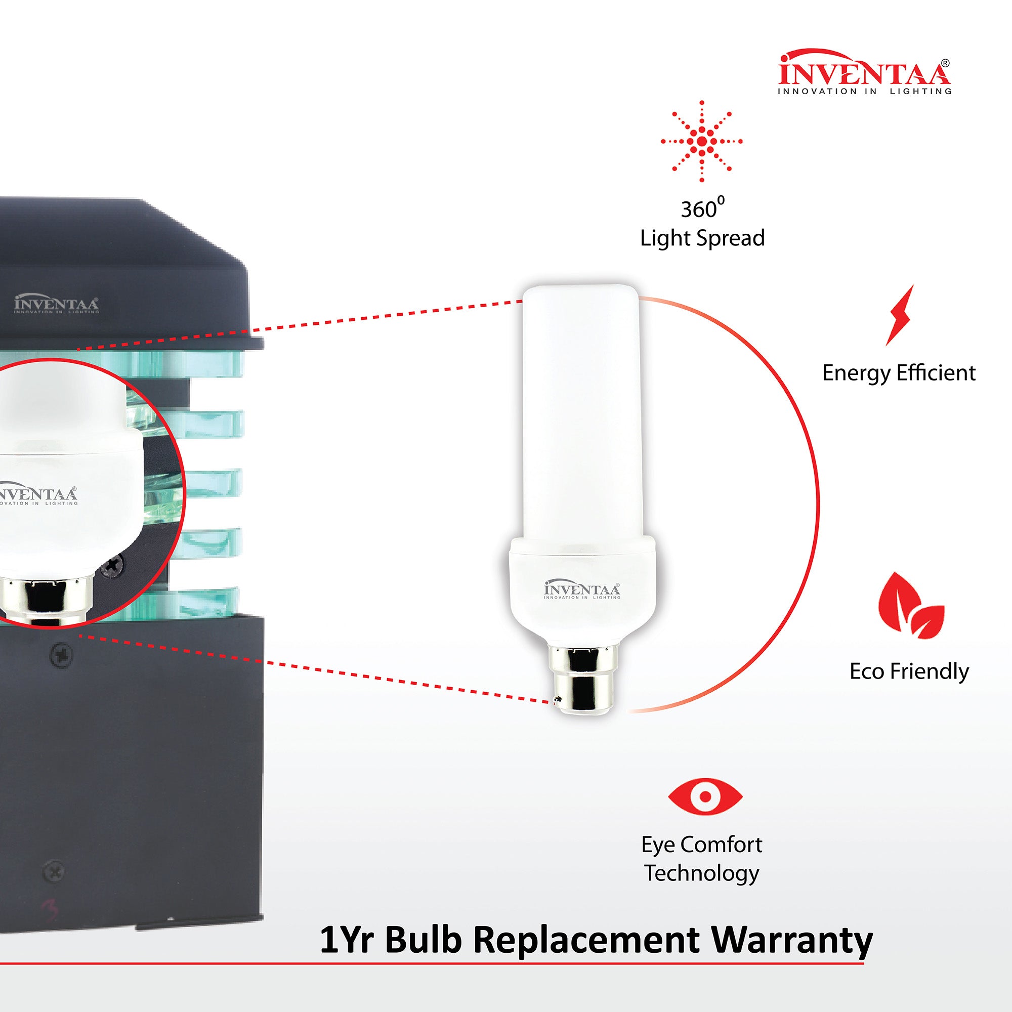 Energy-efficient LED gate light design bulb with 1yr replacement warranty