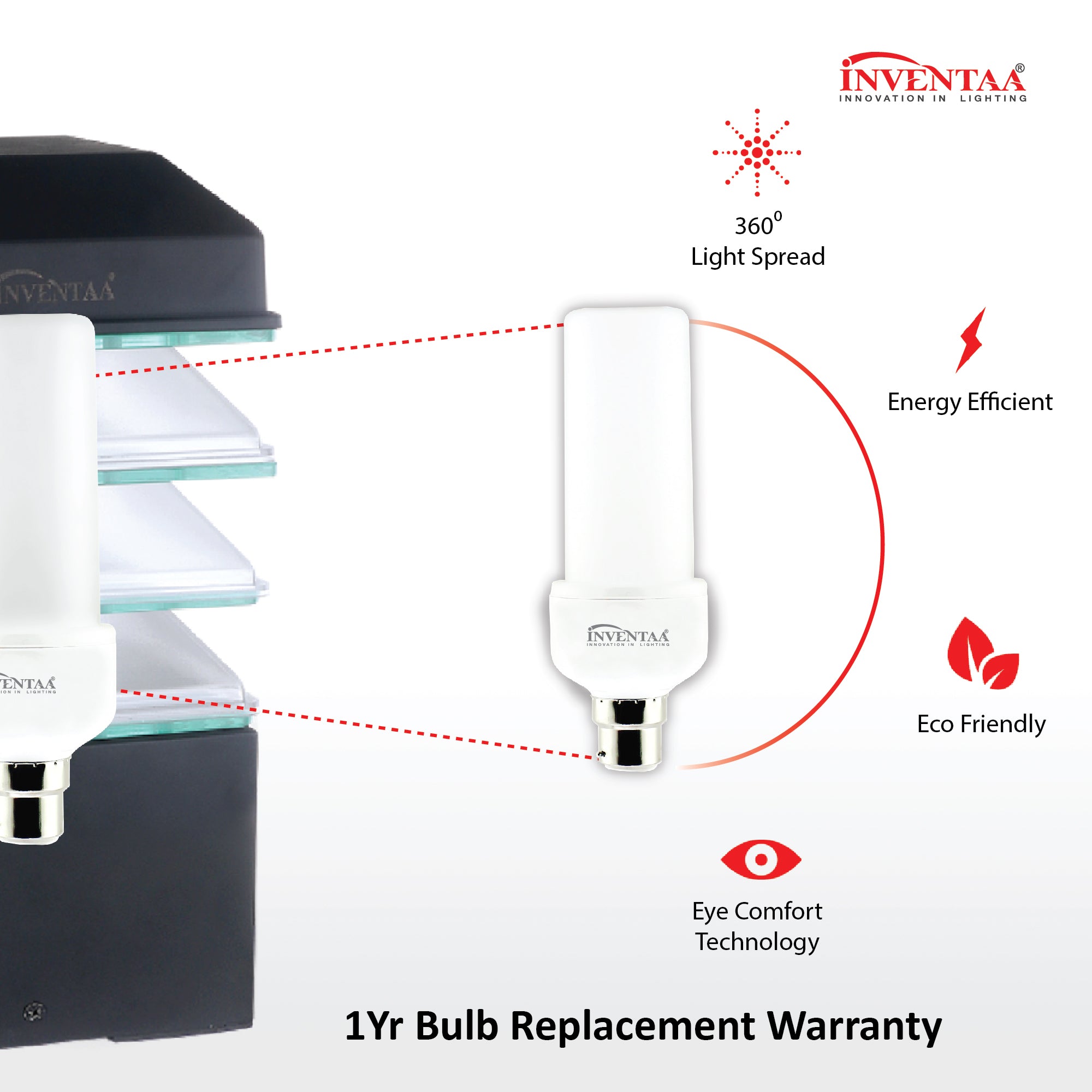 Energy-efficient gate post lights with main gate lamp bulb, 1yr warranty