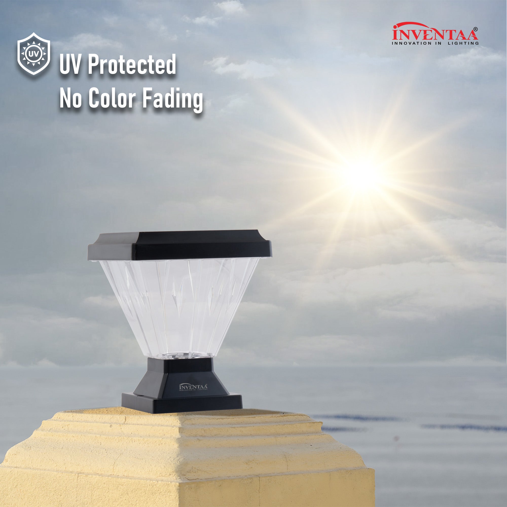 Inventaa CHITI LED gate light with UV-protected, no color fading body, ideal for gate column and wall light design.