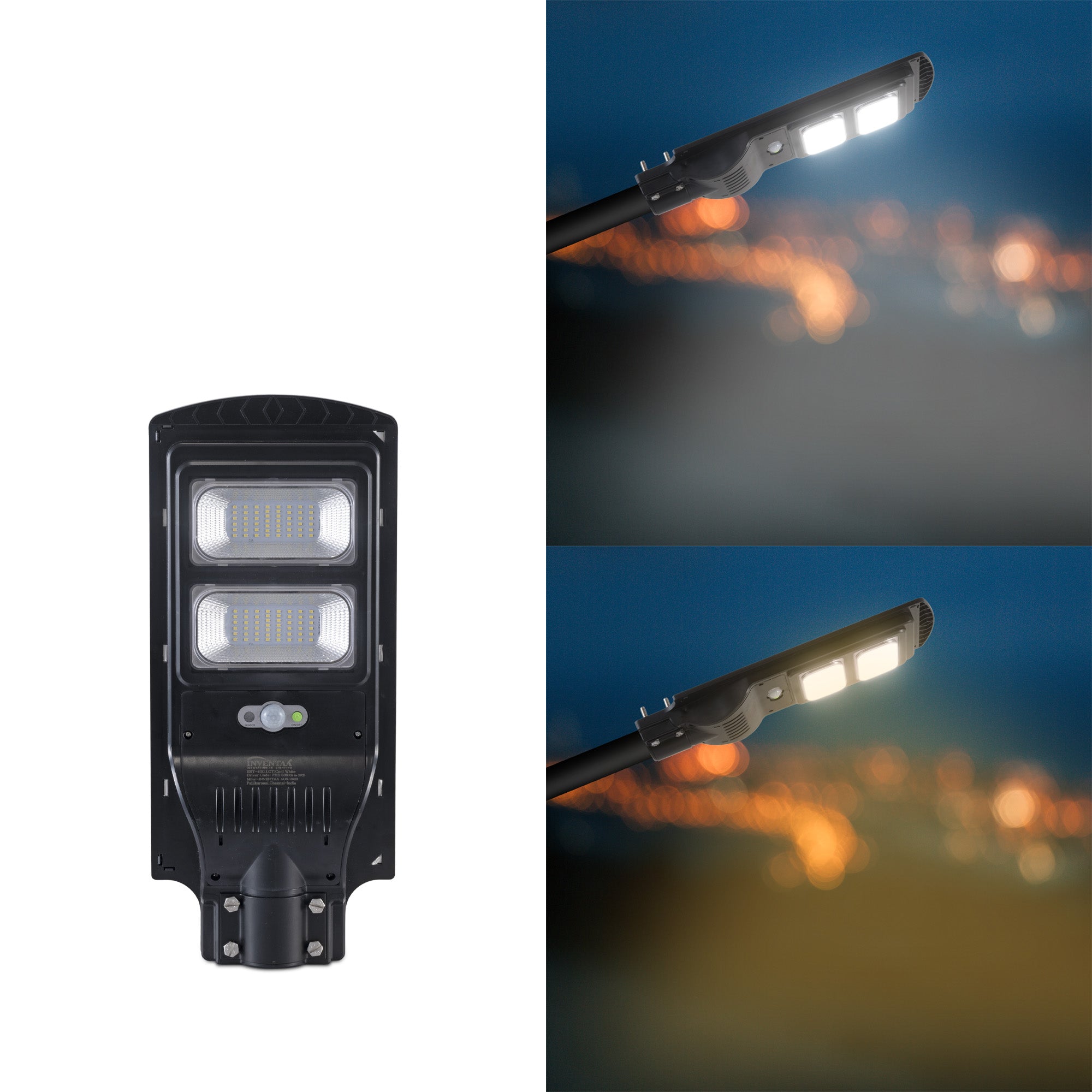 Cool and warm lighting comparison of Erato 40W led solar street light #power_40w
