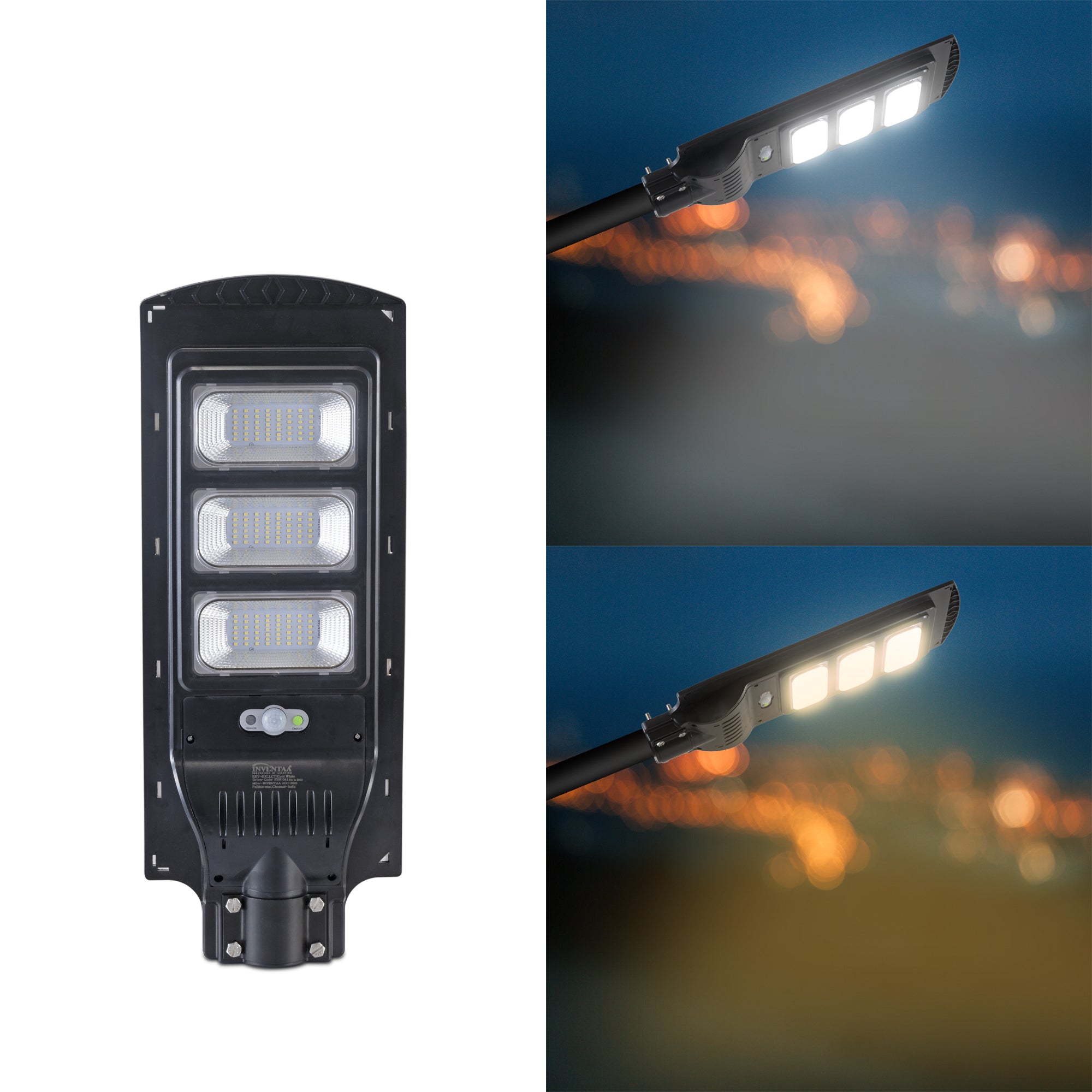 Cool and warm lighting comparison of Erato 60W led solar street light #power_60w