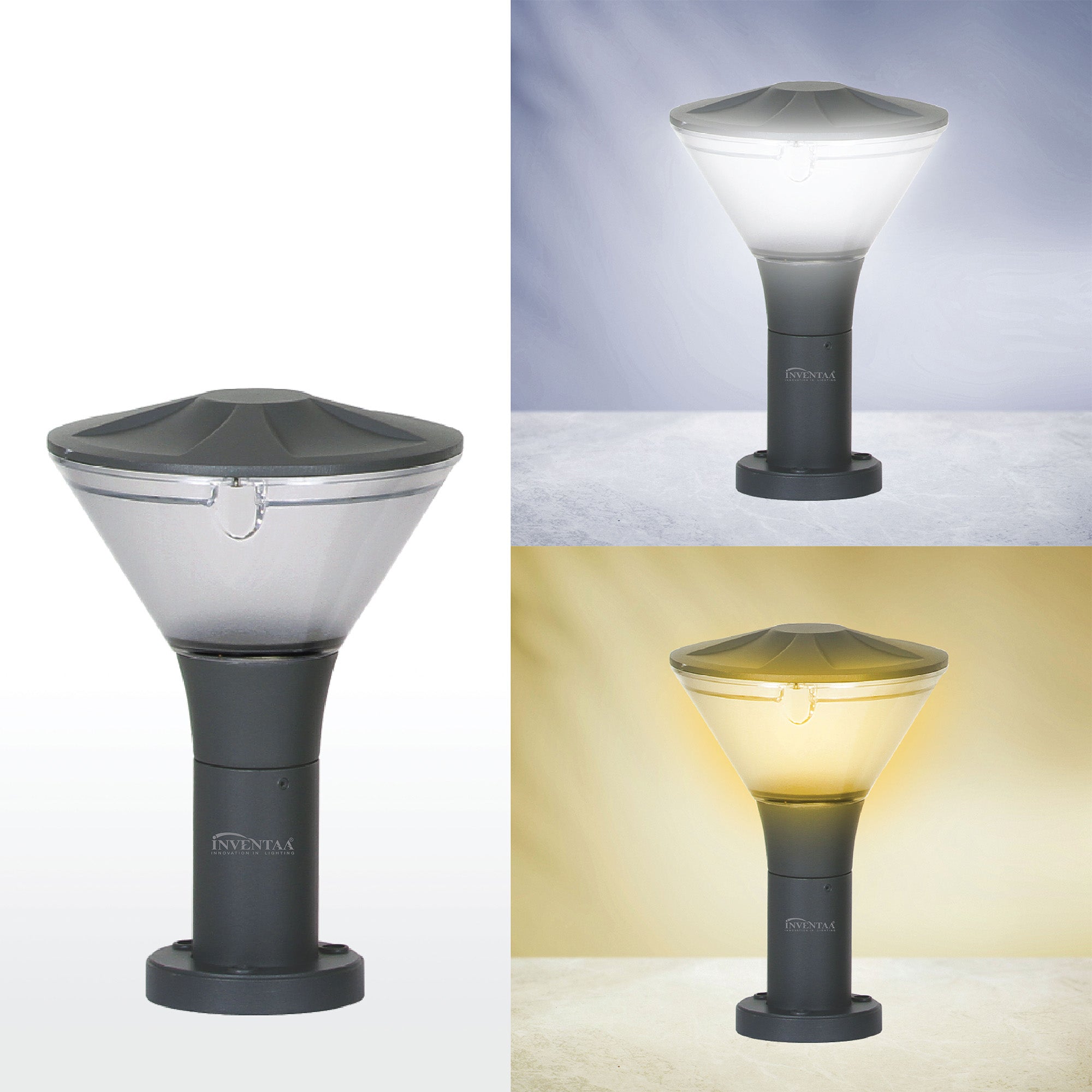 Cool and warm lighting comparison of Yash 1 feet led garden bollard light #size_1 feet