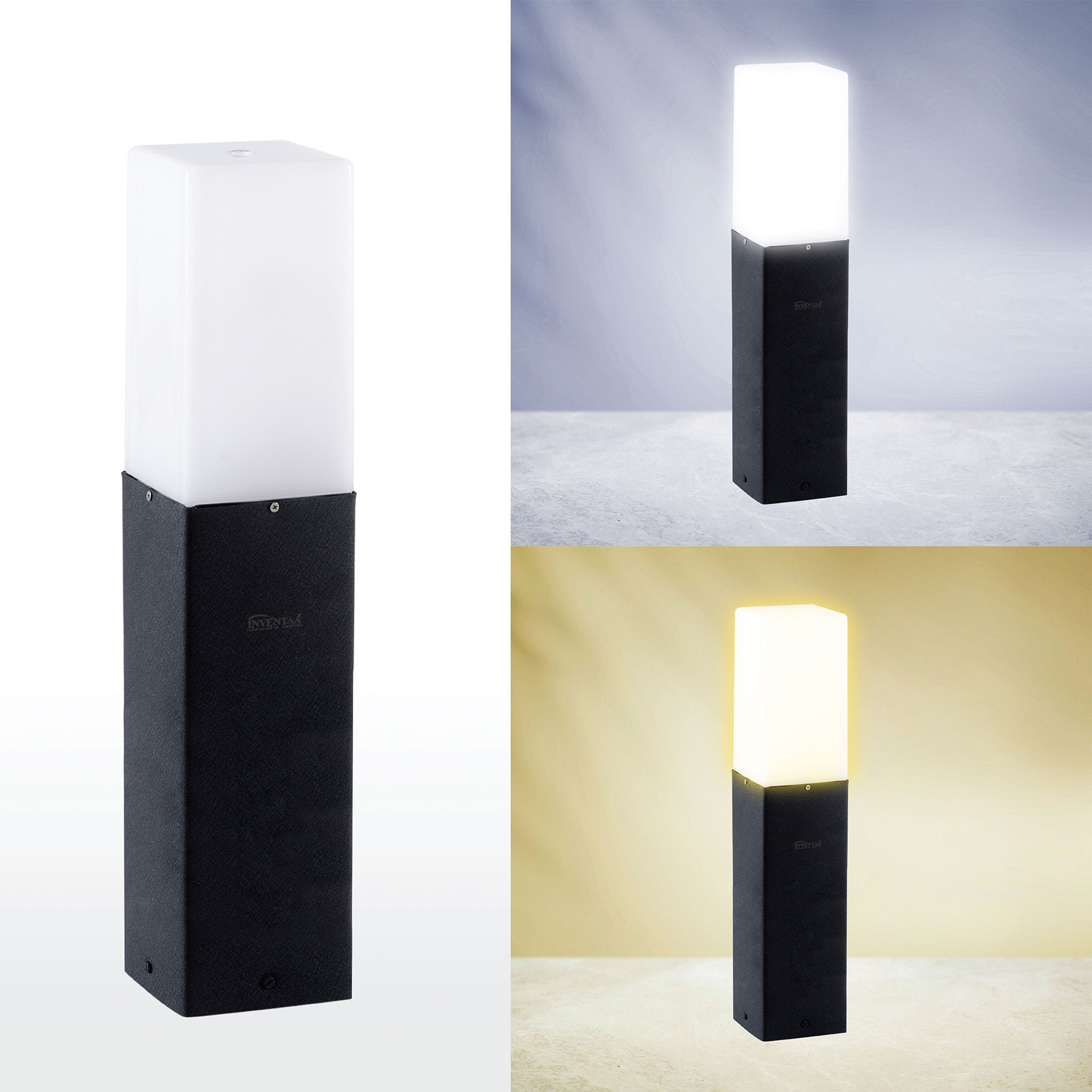 Cool and warm lighting comparison of Elena 2 feet led garden bollard light #size_2 feet