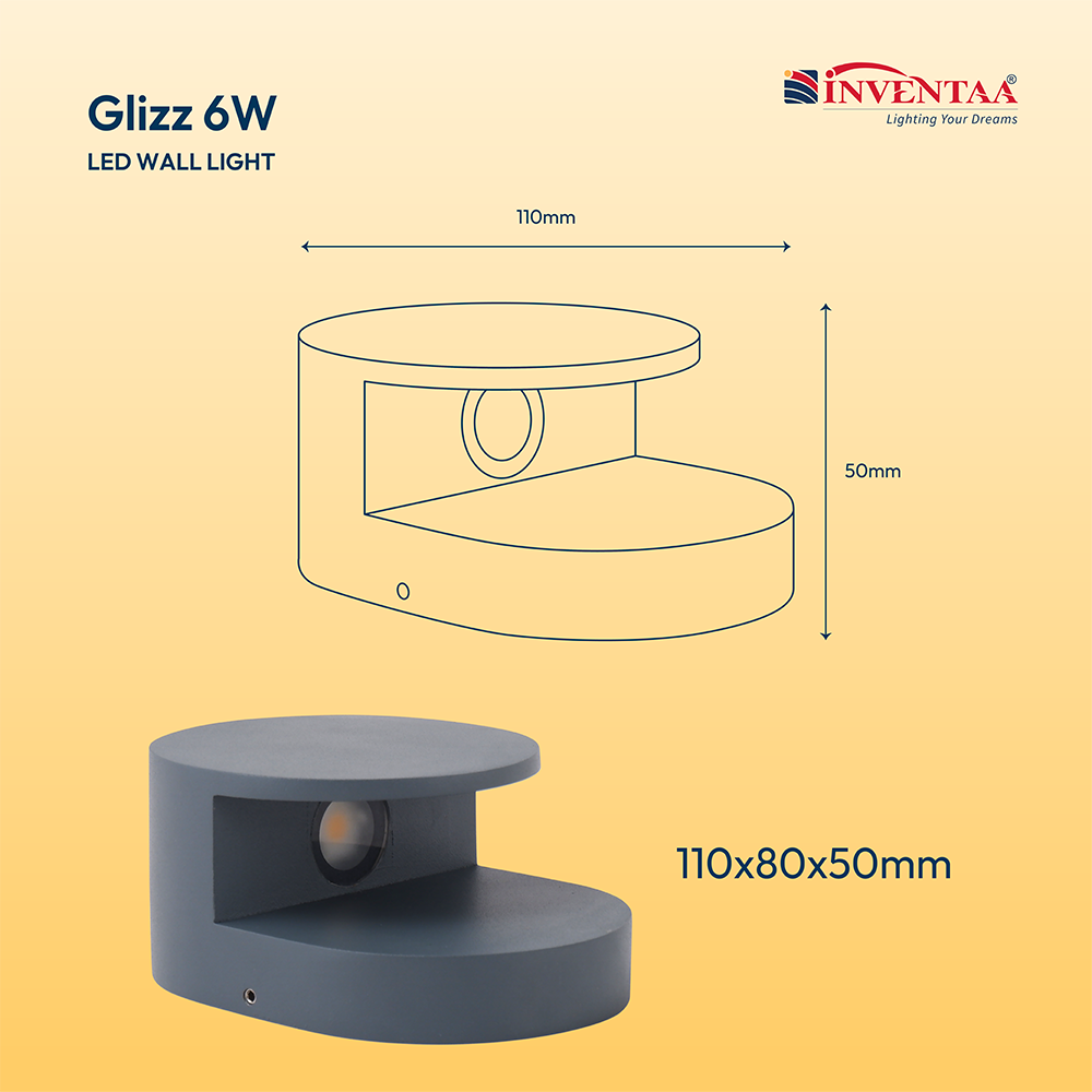 Glizz 6W Outdoor LED Wall Light