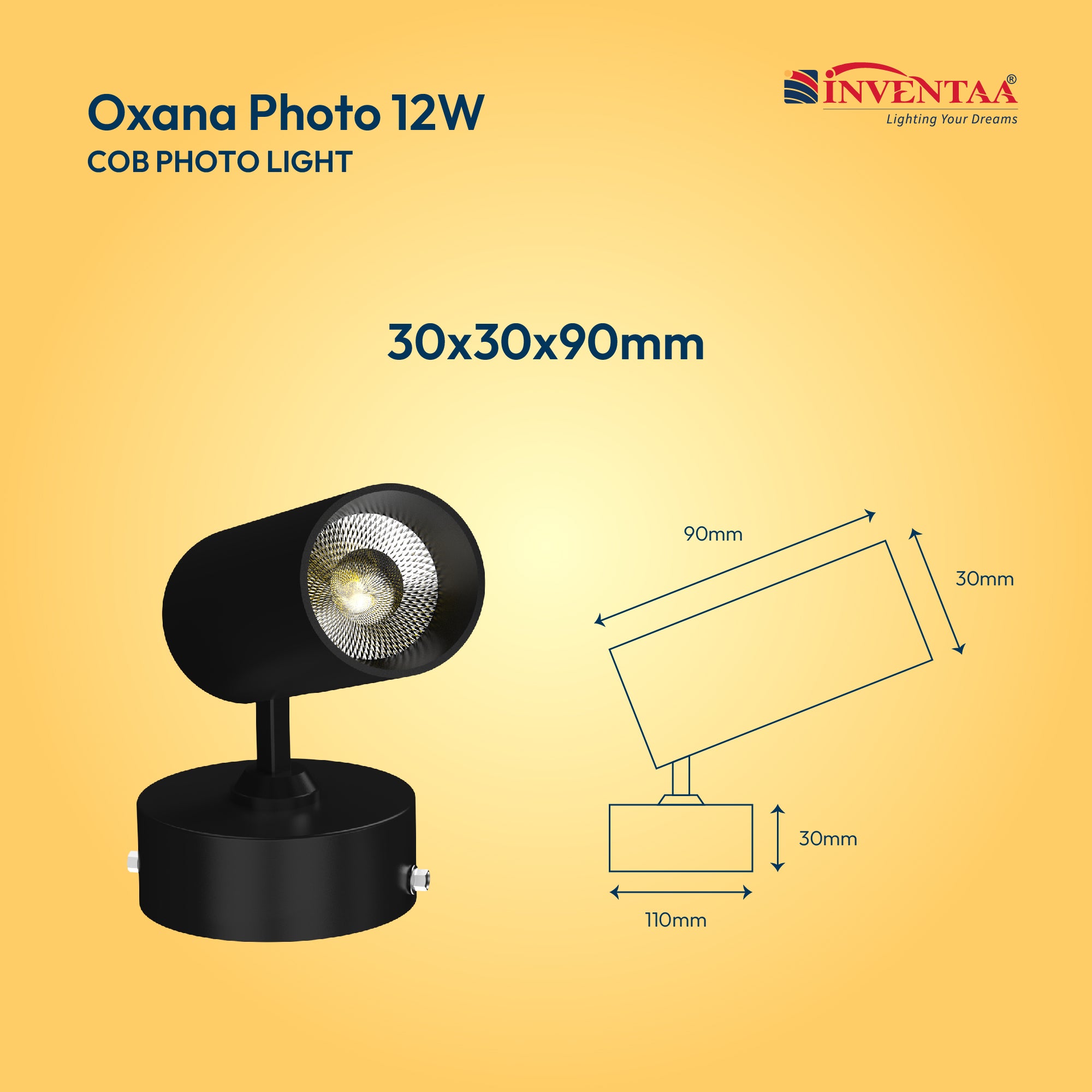 Dimension Of Oxana Photo COB Wall Light #watts_12W
