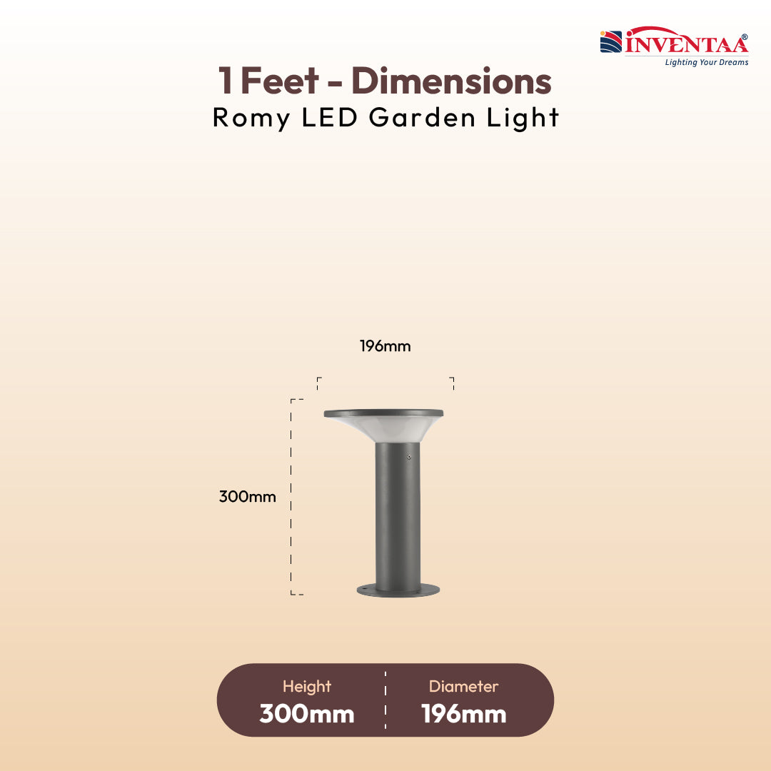 Romy 12W LED Lawn Bollard Outdoor Light