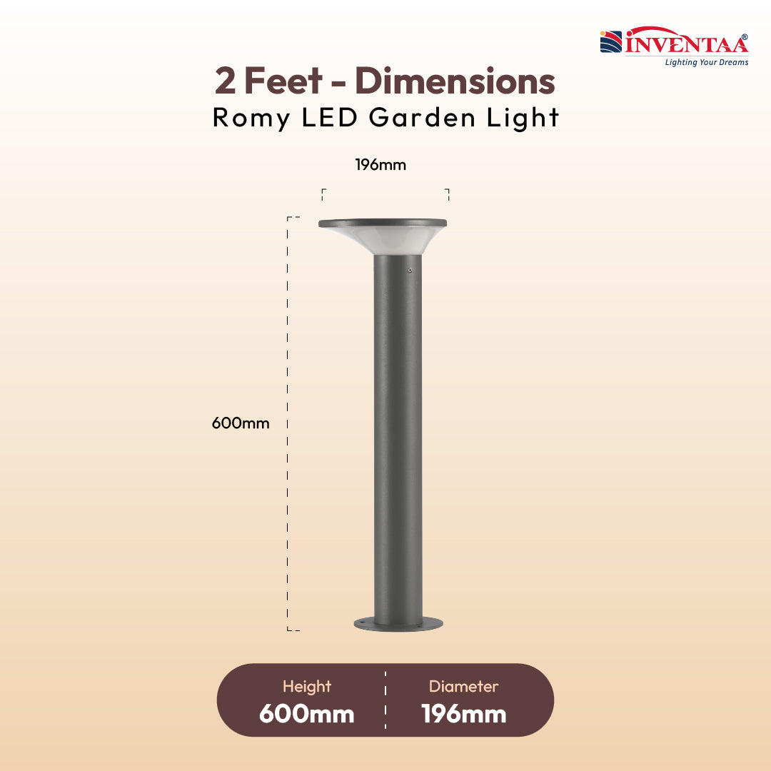 Romy 12W LED Lawn Bollard Outdoor Light