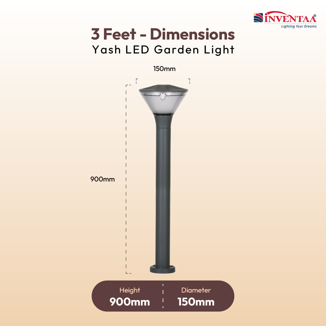 Yash 3 in 1 LED Bollard Light - INVENTAA Garden Lights