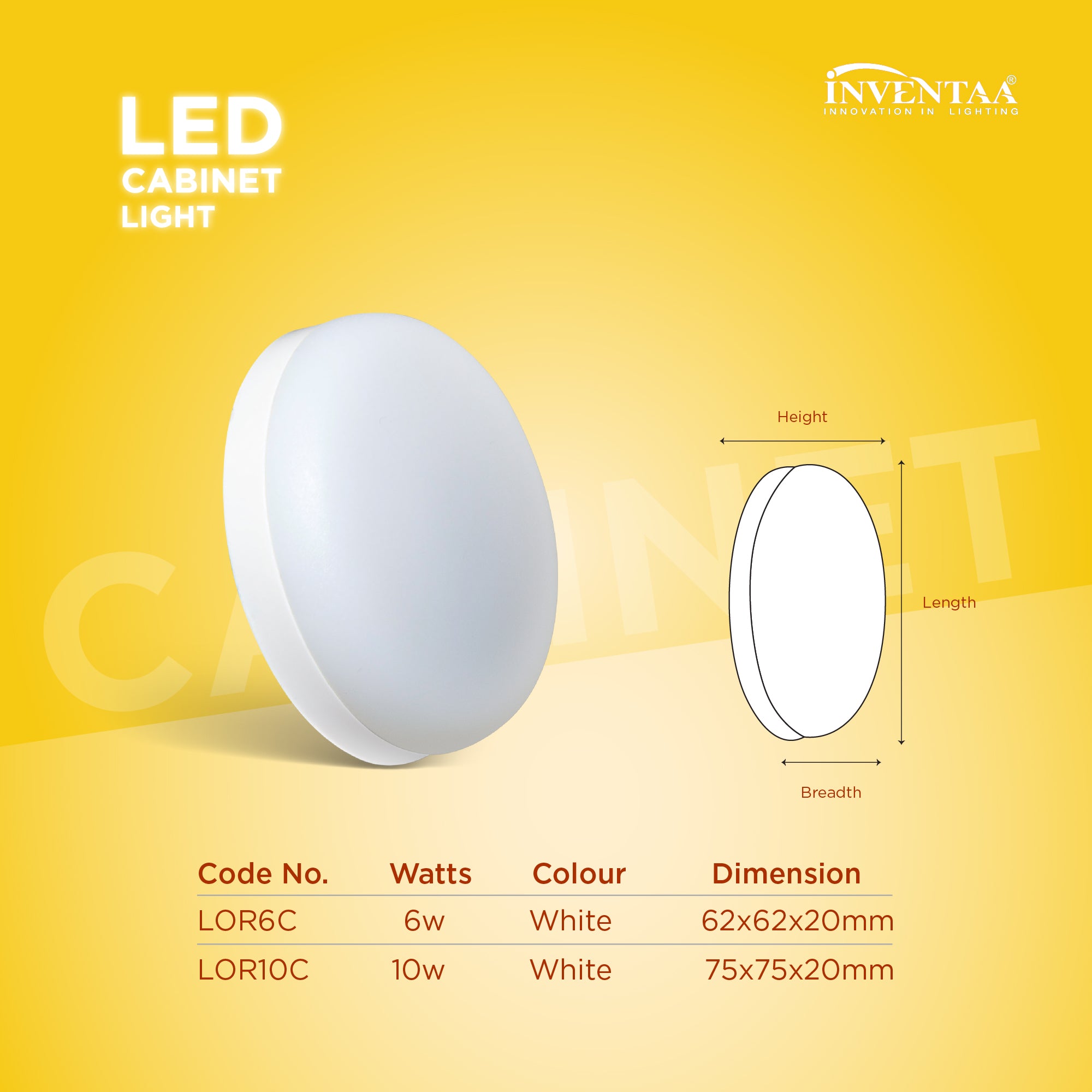 Dimension Of Lois 10W LED Cabinent Light #watts_10w