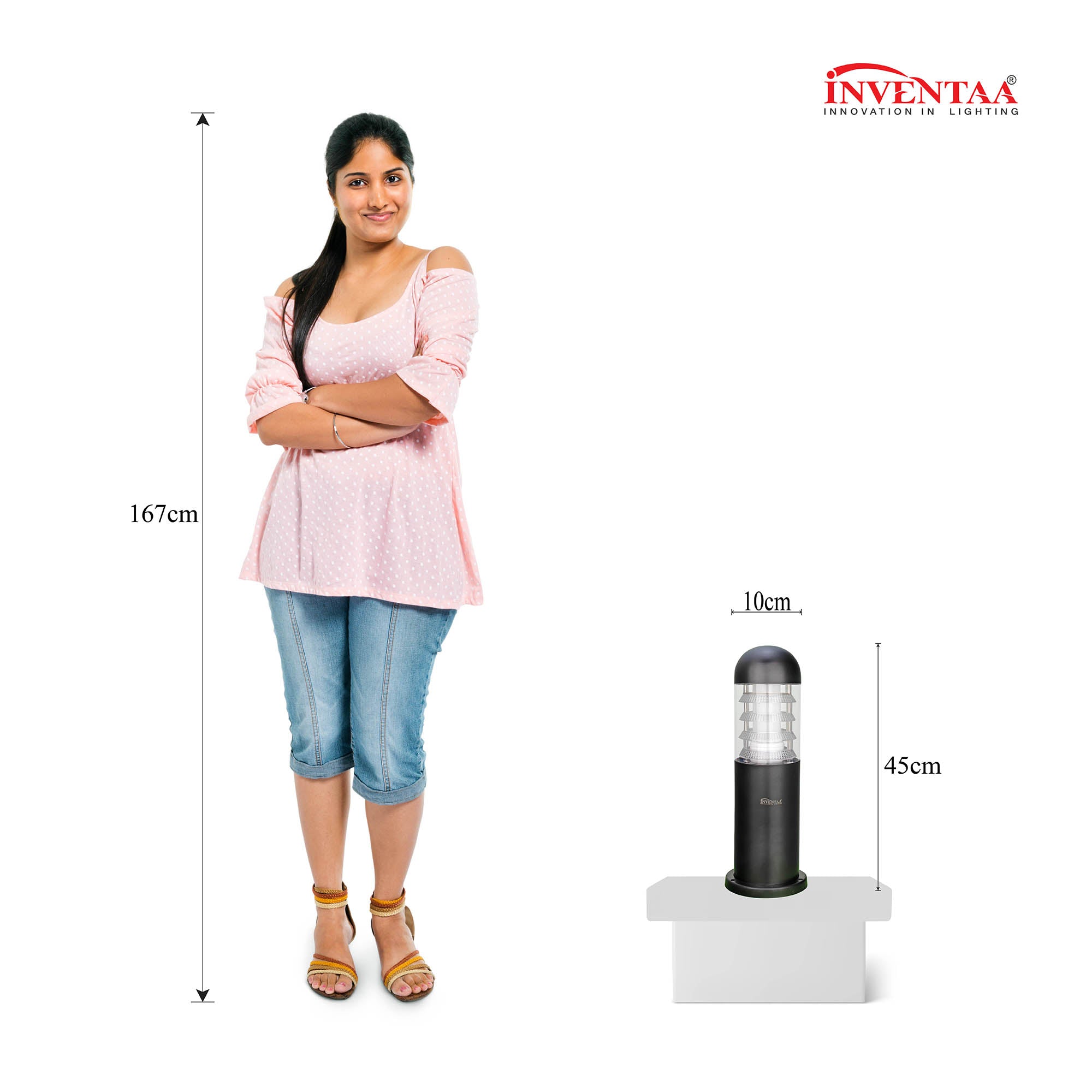 Dimension of Electra 1.5 feet led garden bollard light #size_1.5 feet