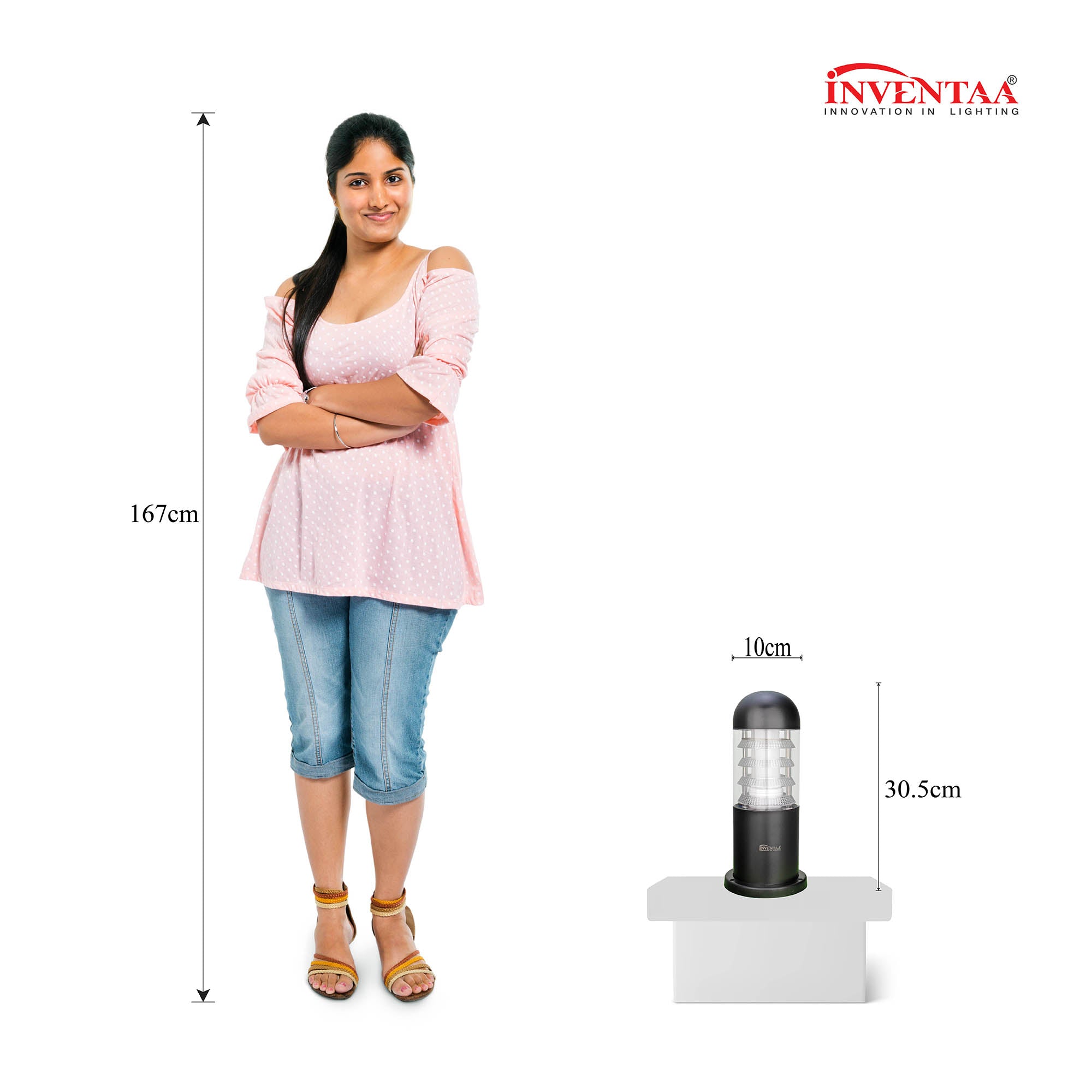 Dimension of Electra 1 feet led garden bollard light #size_1 feet