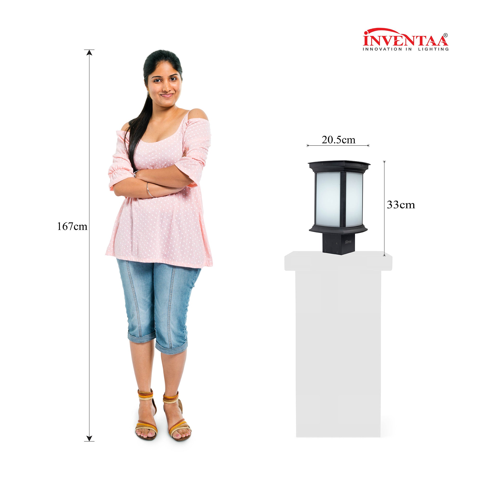 Dimension of Athena white led gate light #color_white