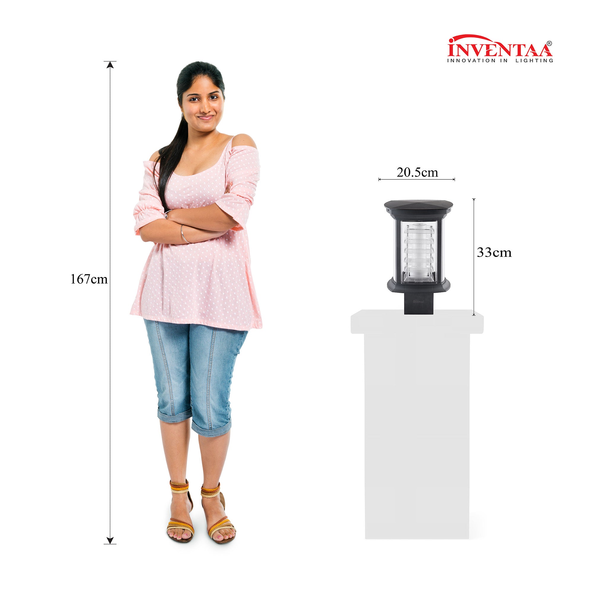 Modern main gate lamp light 33cm pillar design for entrance gates #color_clear