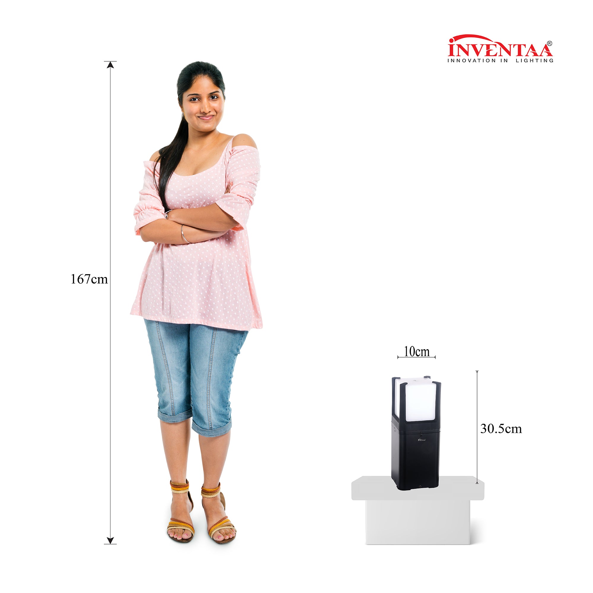 Dimaension of Cuba 1 Feet LED Garden Bollard Light #size_1 feet