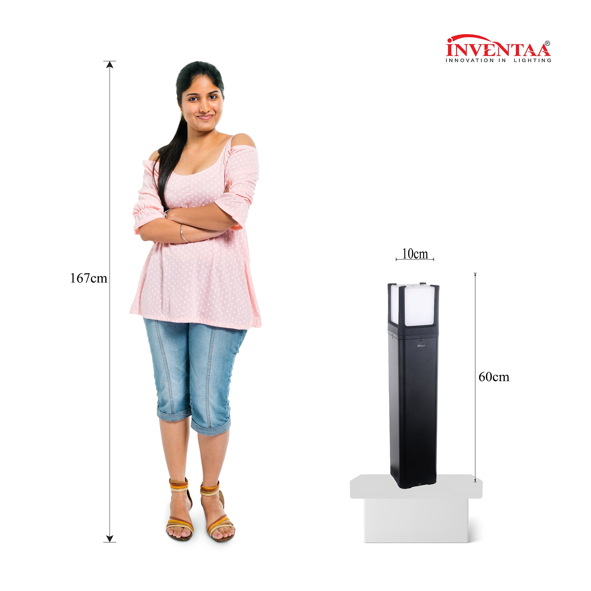 Dimension Of Cuba 2 Feet LED Garden Bollard Light #size_2 feet