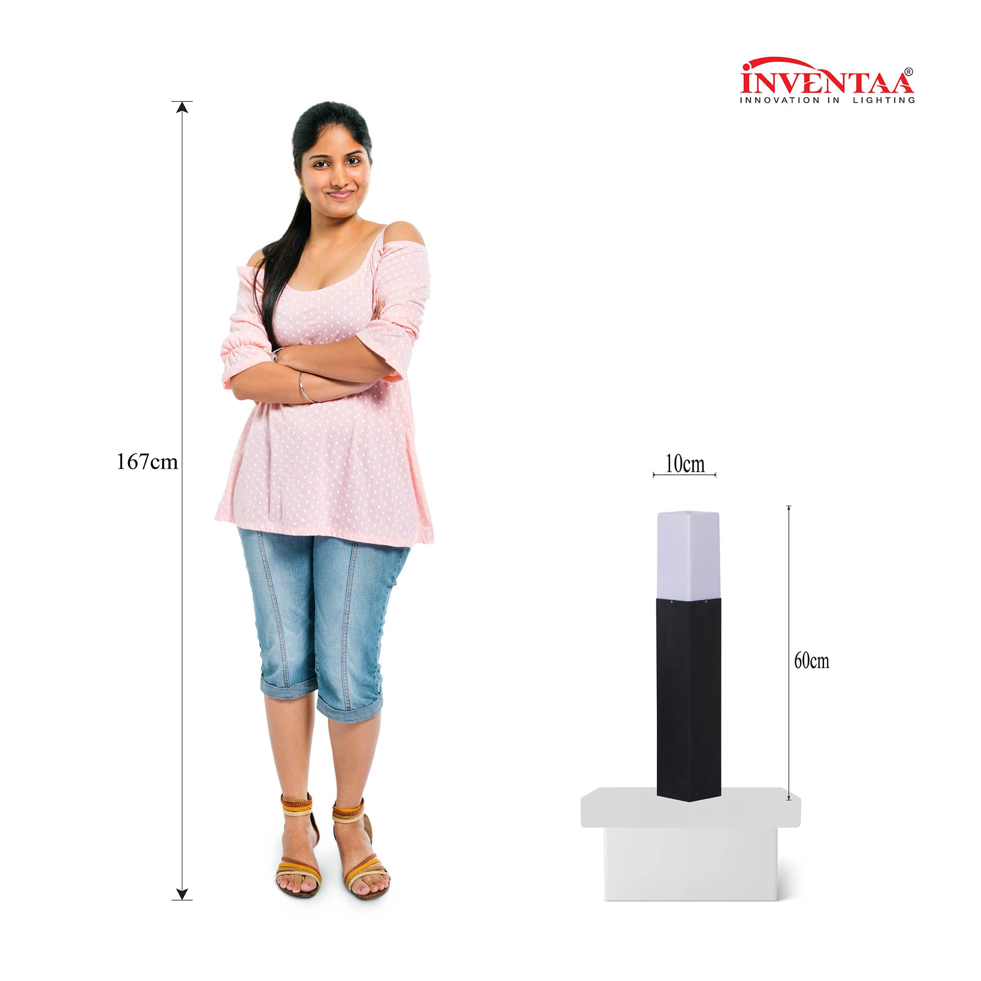 Dimension of Elena 2 feet led garden bollard light #size_2 feet