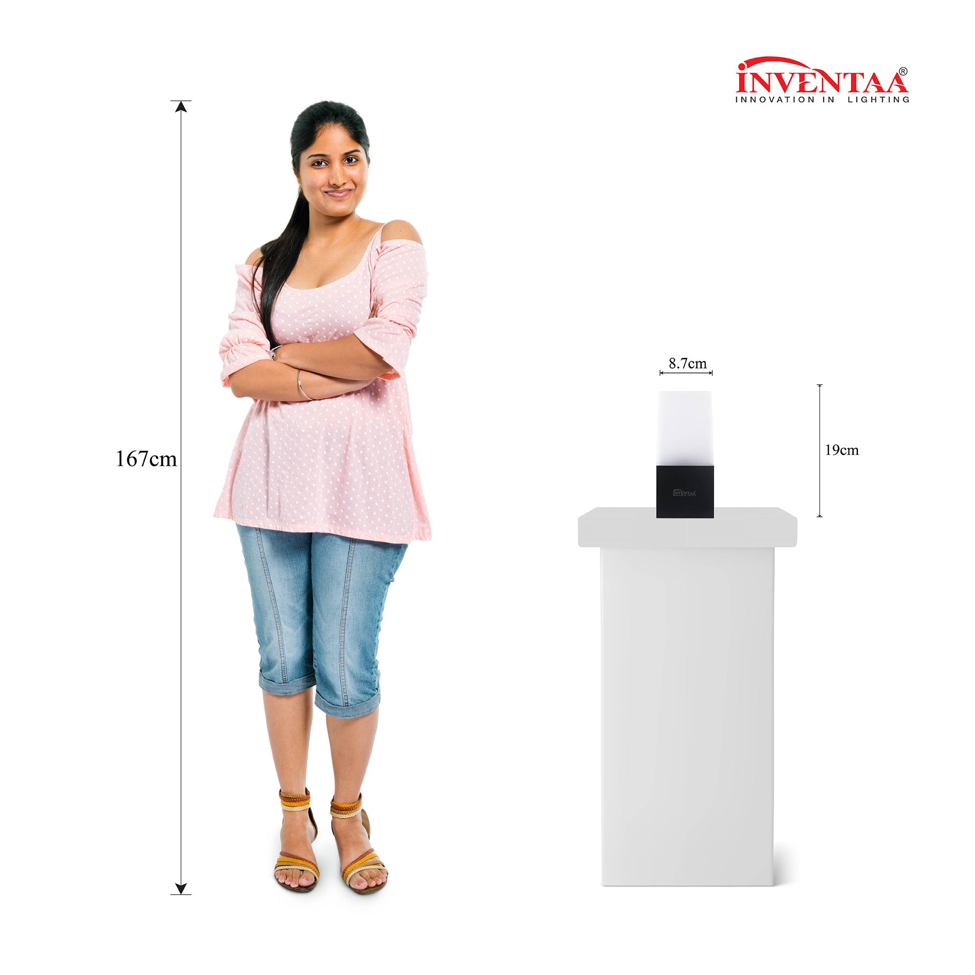 Entryway lamp size comparison showing compact design for modern lighting