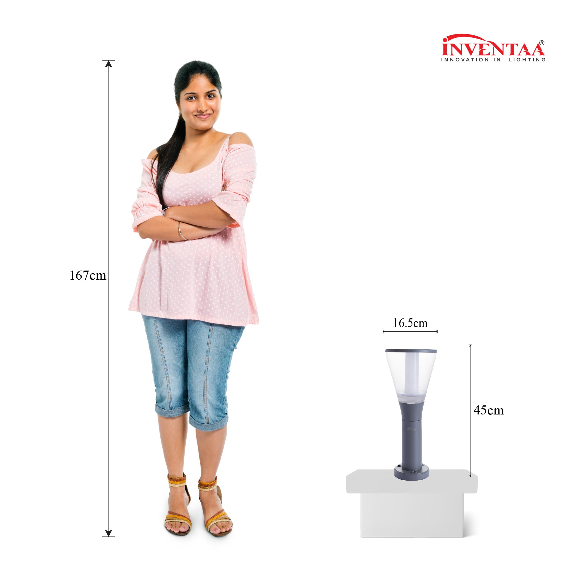 Dimension of Olivia stem 1.5 feet led garden bollard light #size_1.5 feet