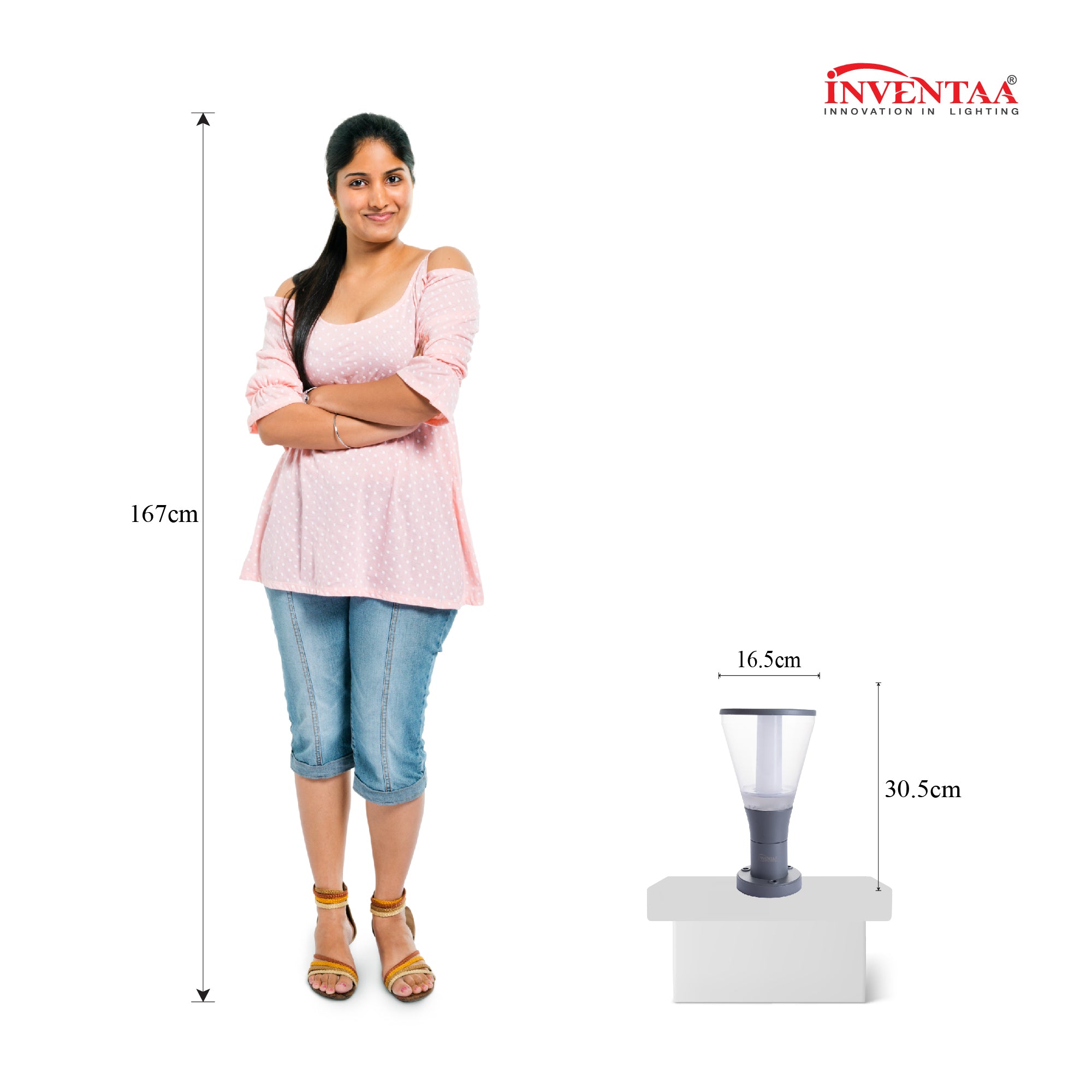 Dimension of Olivia stem 1 feet led garden bollard light #size_1 feet