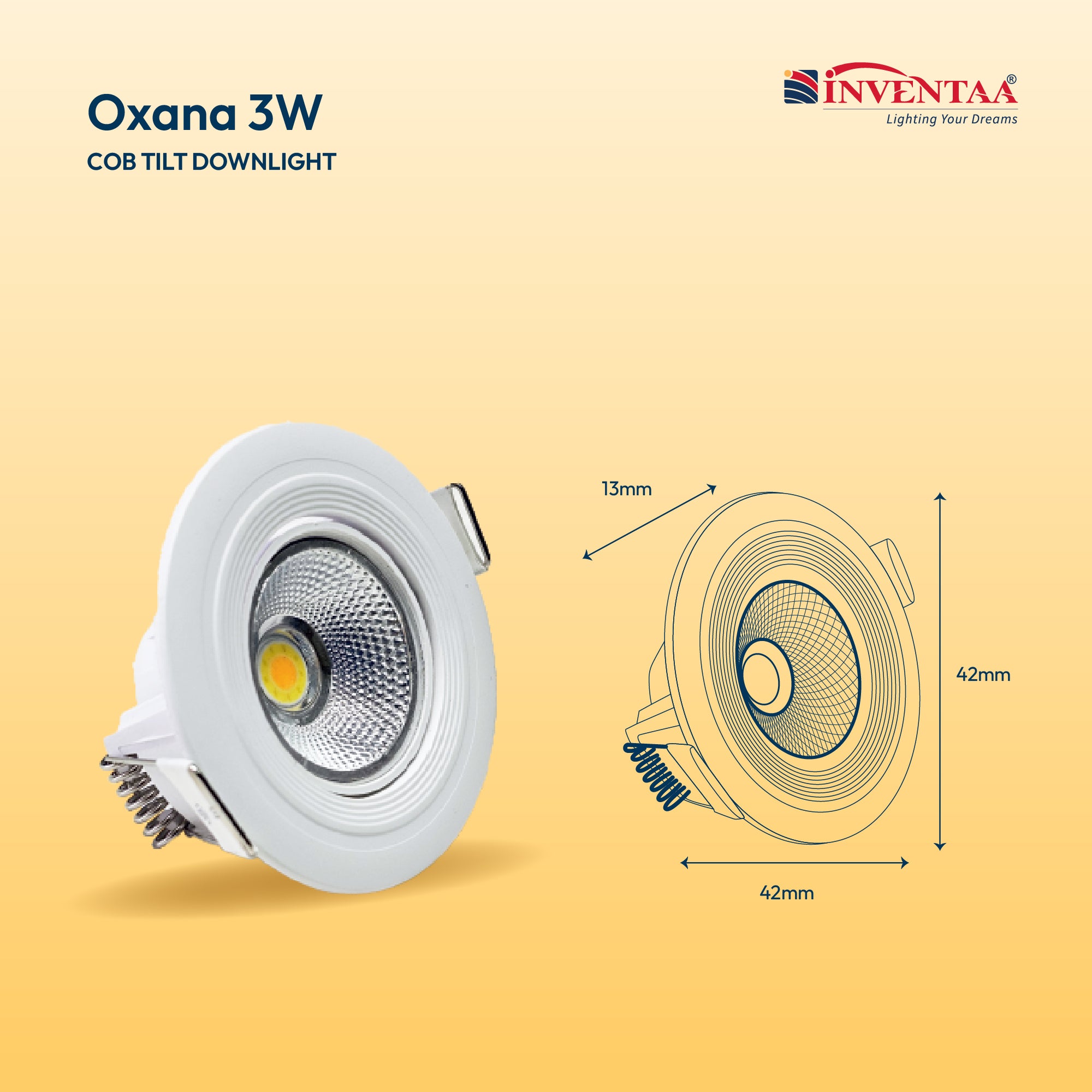 Dimension Of Oxana 3W LED COB Downlight Tilt