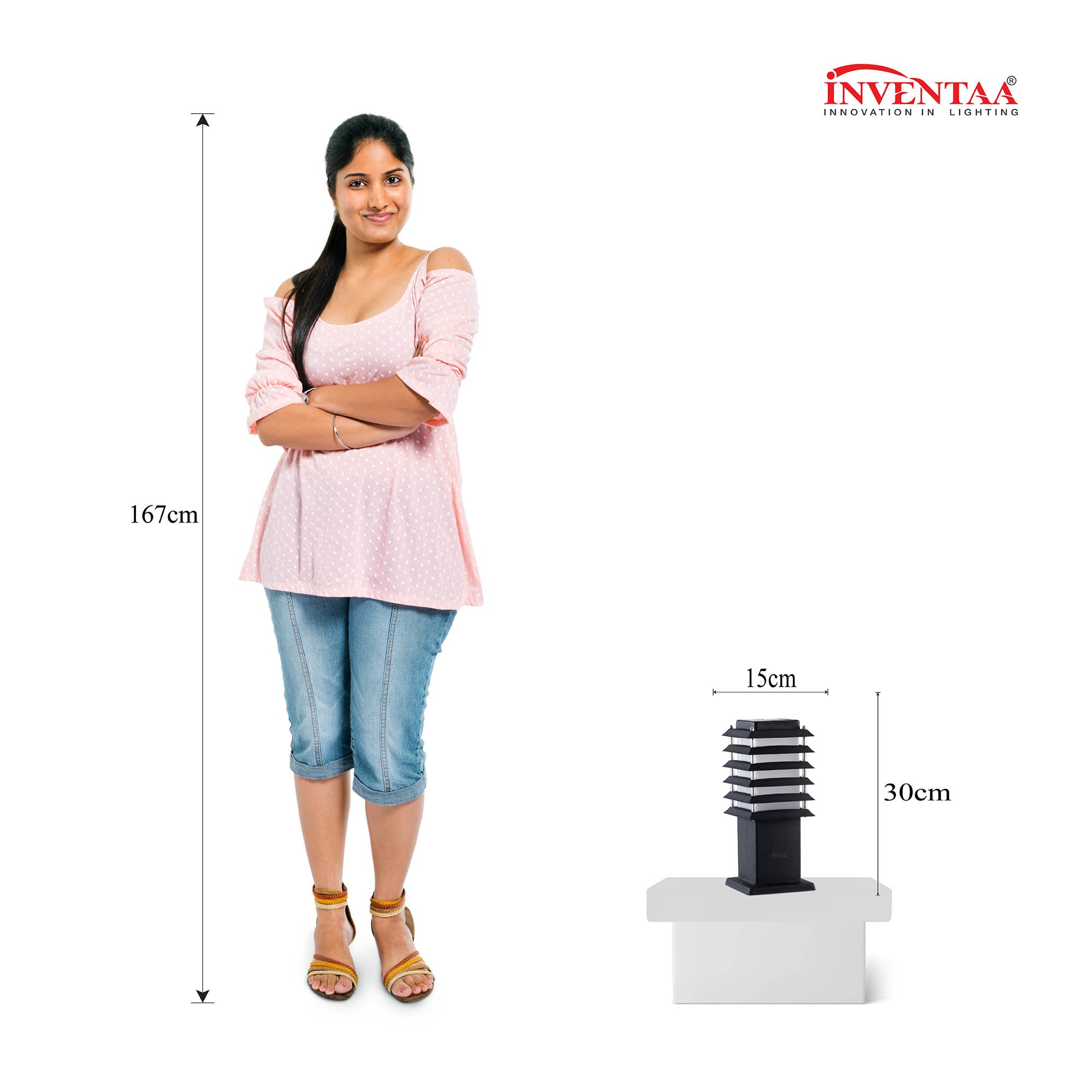 Dimension of Riya 1 feet led garden bollard light #size_1 feet