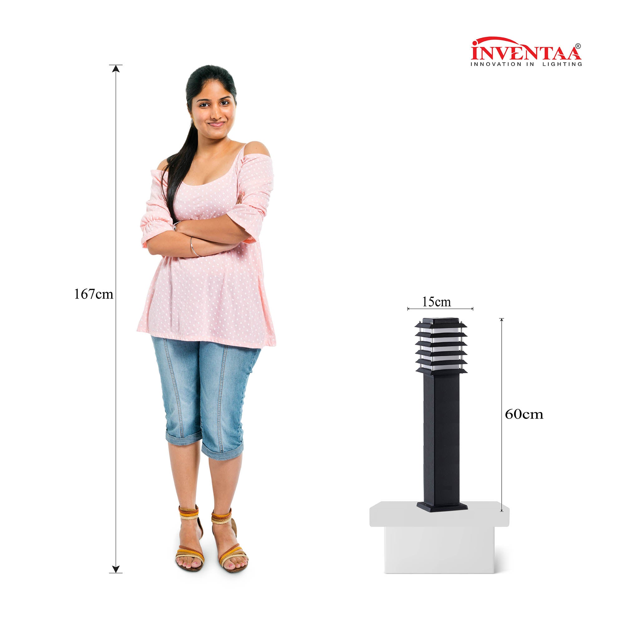 Dimension of Riya 2 feet led garden bollard light #size_2 feet