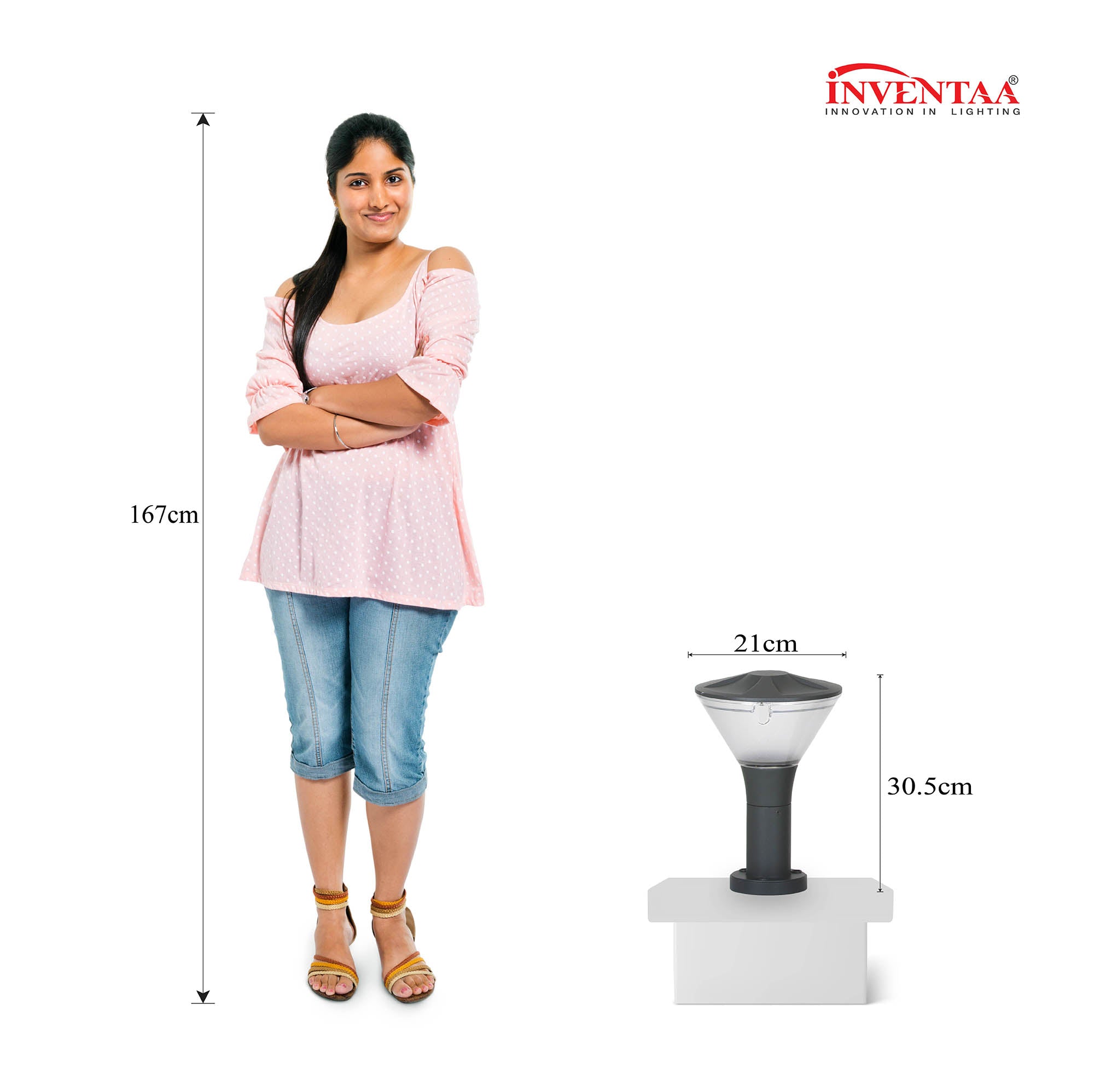 Dimension of Yash 1 feet led garden bollard light #size_1 feet