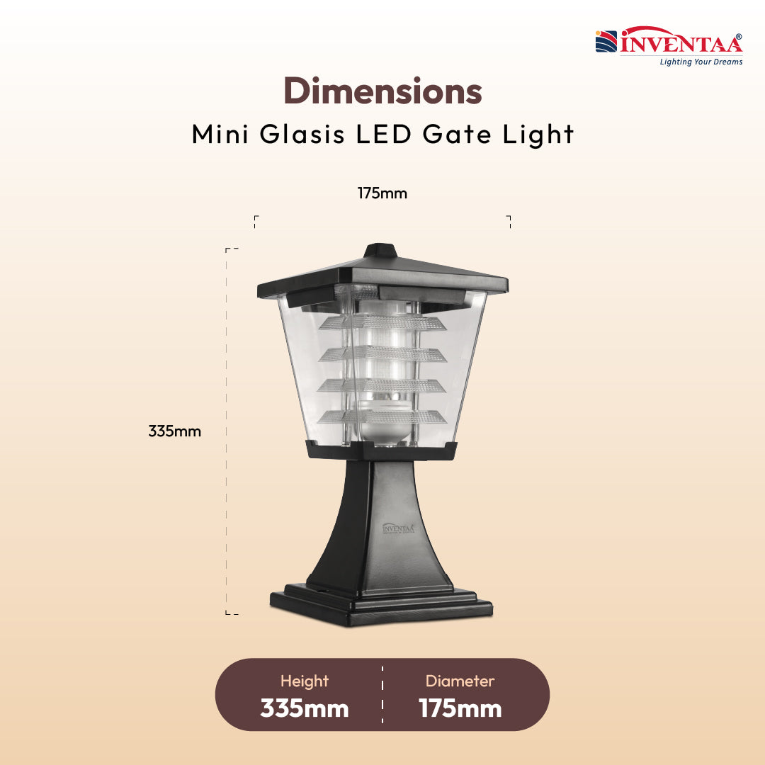 Mini Glasis 12W Main Gate Light - LED Exterior Gate Pillar Light