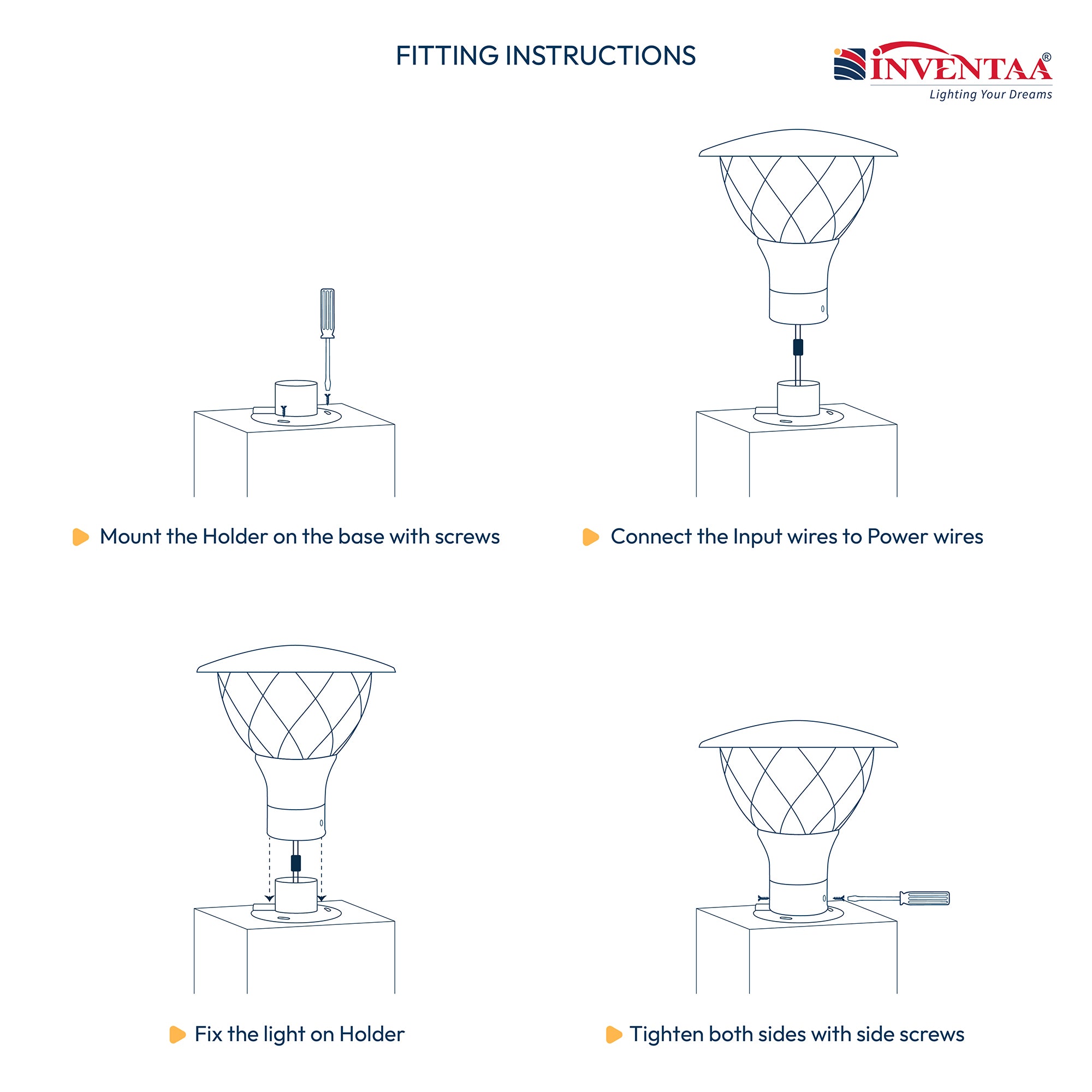 Fitting instructions for LED gate lights outdoor on main gate pillars