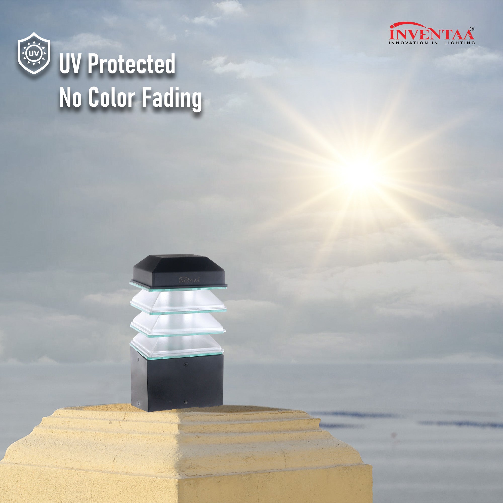 UV-protected gate post lights with main gate lamp for lasting entrance lights