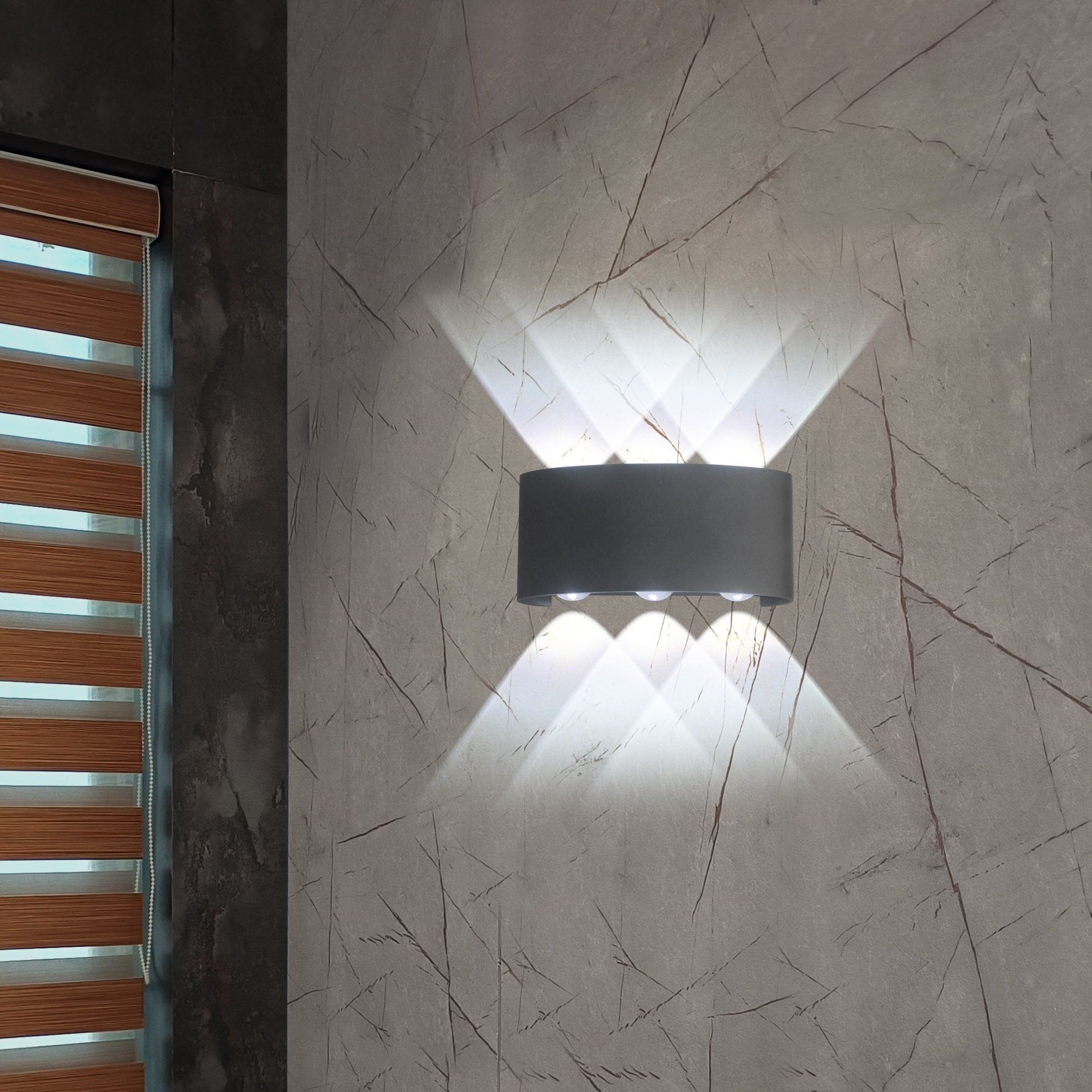 Ezme 3 way up and down led wall light emitting cool white glow #type_3 way