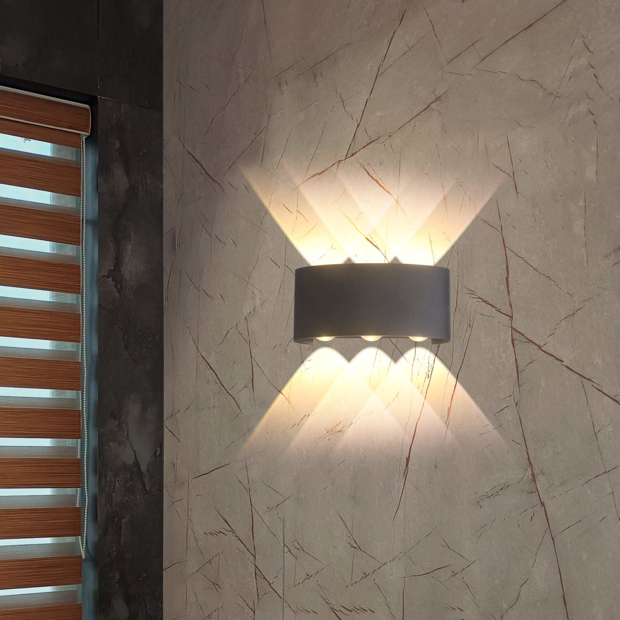 Ezme 3 way up and down led wall light emitting warm white glow #type_3 way