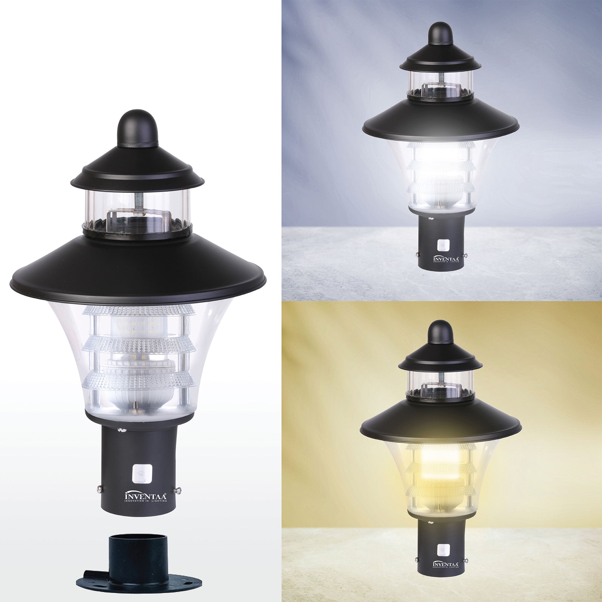 Viva LH Matt Black LED Gate Light Cool Warm Comparioson | Best LED Gate Light Model Online at affordable price Online #color_Matt Black Trio Luv Clear