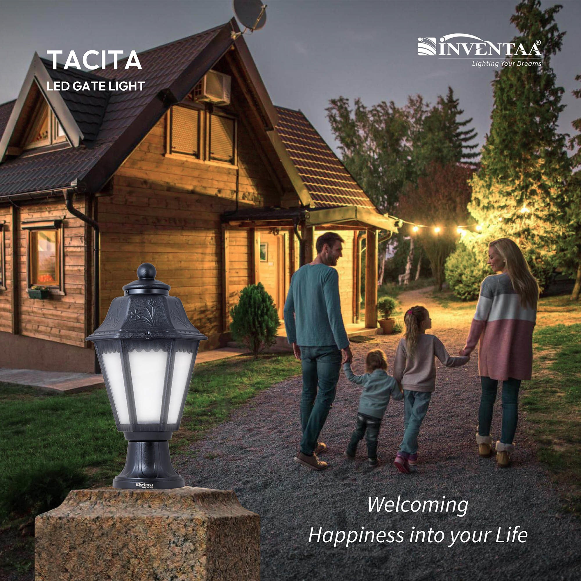 Family Walking In Tacita LED Gate Light Glow #bulb options_cool