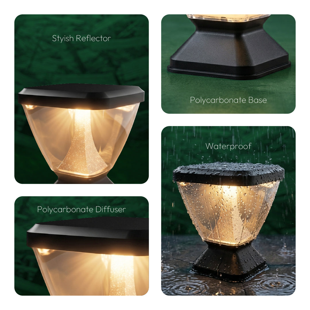 Zenia SKY 12W Outdoor Gate Pillar Light — 3-in-1 LED (Cool, Warm & Neutral) | Waterproof Post Top Wall Mount Light for Home Gate, Compound & Boundary Wall